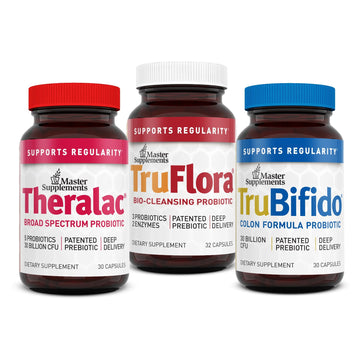 Master Supplements 30-Day Probiotic Gut Reset - Includes Theralac (30 ct.), TruBifido (30 ct.) & TruFlora (30 ct.) - Supports Optimal Gut Health - Gluten Free THERALAC uk supplements