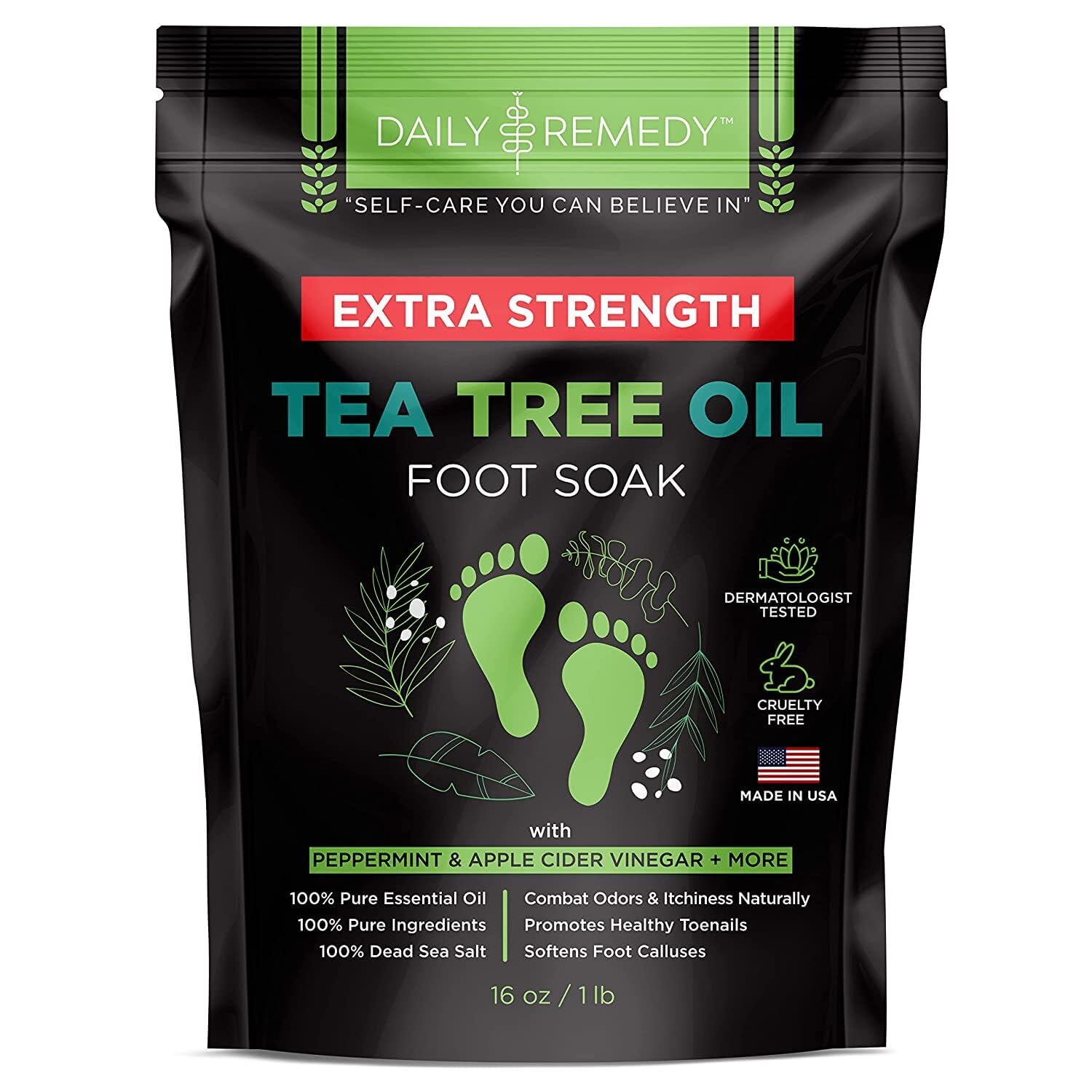 EXTRA STRENGTH Tea Tree Oil Foot Soak with Epsom Salt - Made in USA - for Toenails DAILY REMEDY uk supplements