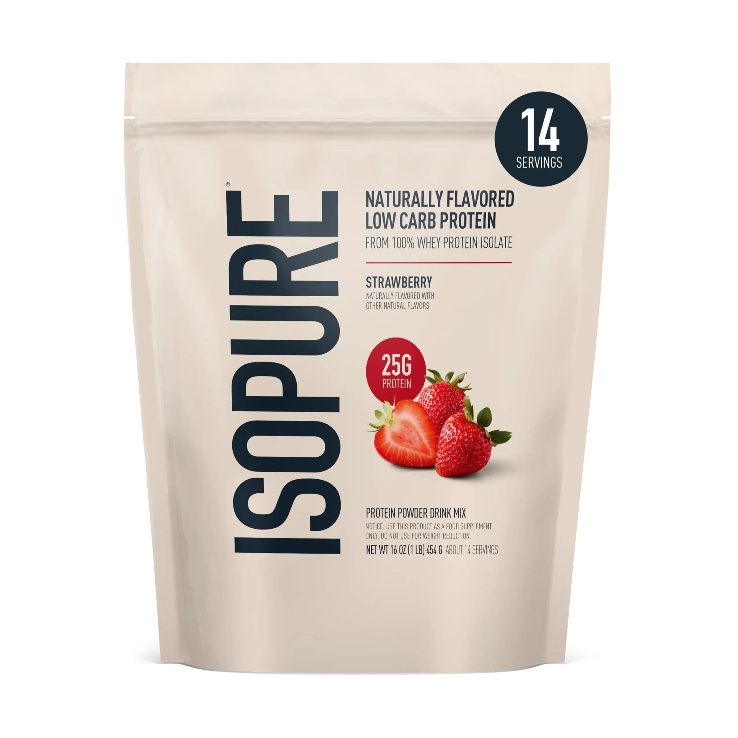 Isopure Low Carb 100% Pure Whey Isolate Protein Powder, Lactose Free, Gluten Free, With Vitamins, Strawberry, 25g Protein Per Serving, 1 Lb, 14 Servings (Packaging May Vary) Isopure uk supplements