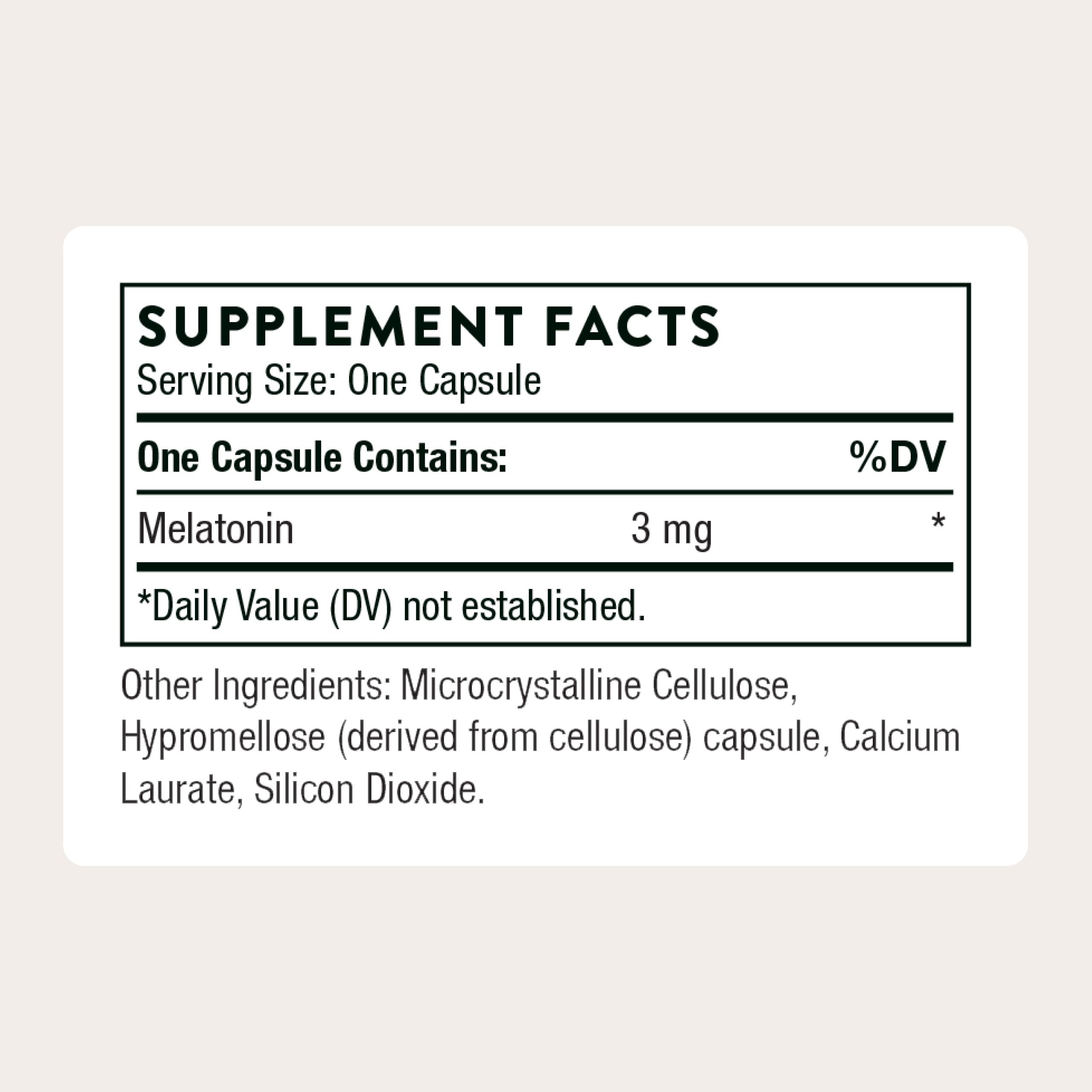 THORNE - Melaton-3 - 3mg Melatonin Supplement - Supports Normal Circadian Rhythms, Restful Sleep & Relaxation* - NSF Certified for Sport - 60 Capsules THORNE uk supplements