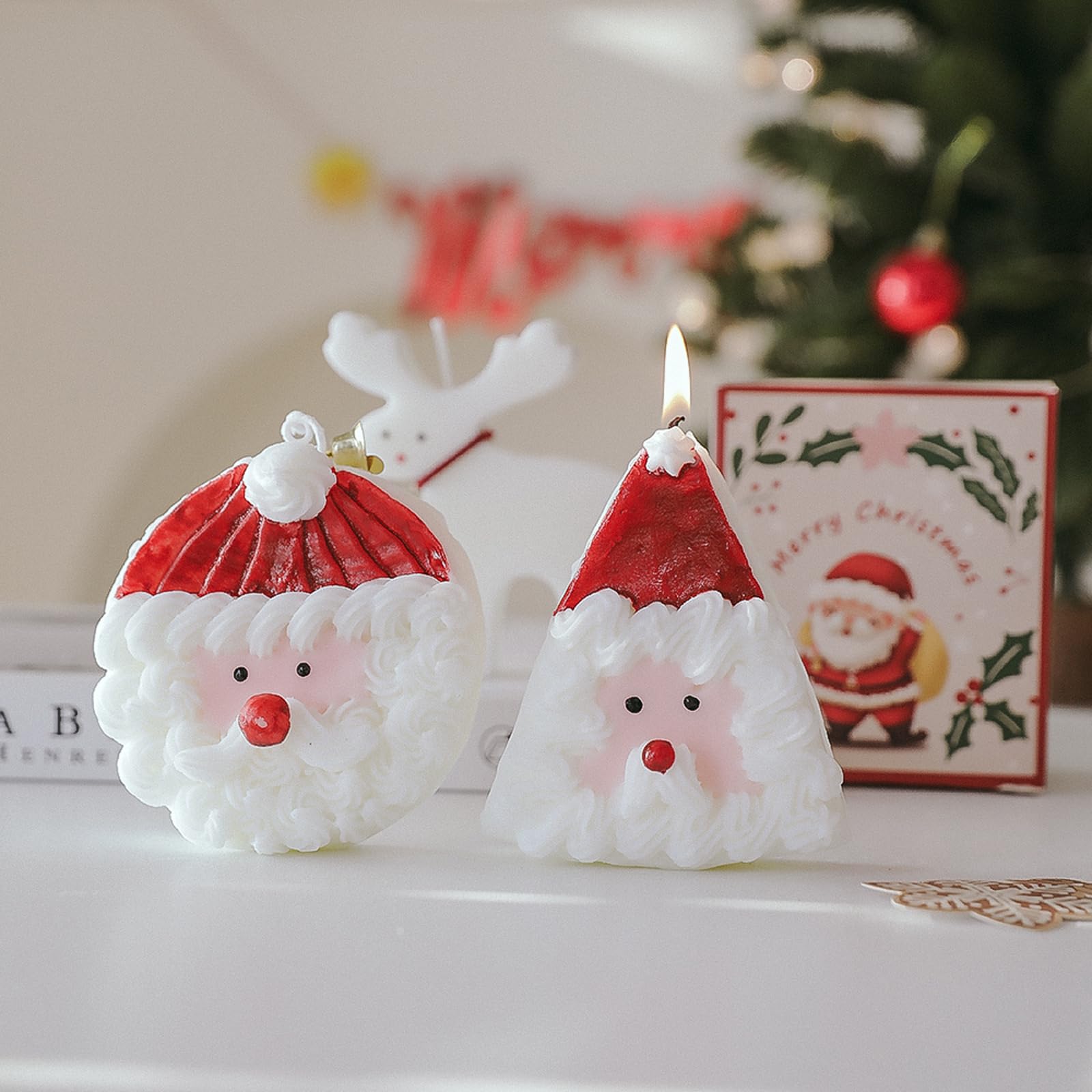 Christmas Cake Scented Candle,110G Handmade Aroma Soy Wax Santa Claus Decorative Candle T-shin uk supplements