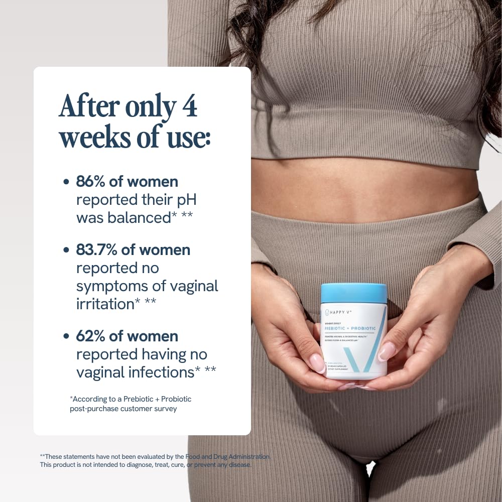 Happy V Dr. Formulated Vaginal Probiotics for Women Odor & Itch Support, Urinary & Gut Health, pH Balance | Womens Daily Probiotic with Patented Prebiotics & Lactobacillus for Feminine Wellness Happy V uk supplements