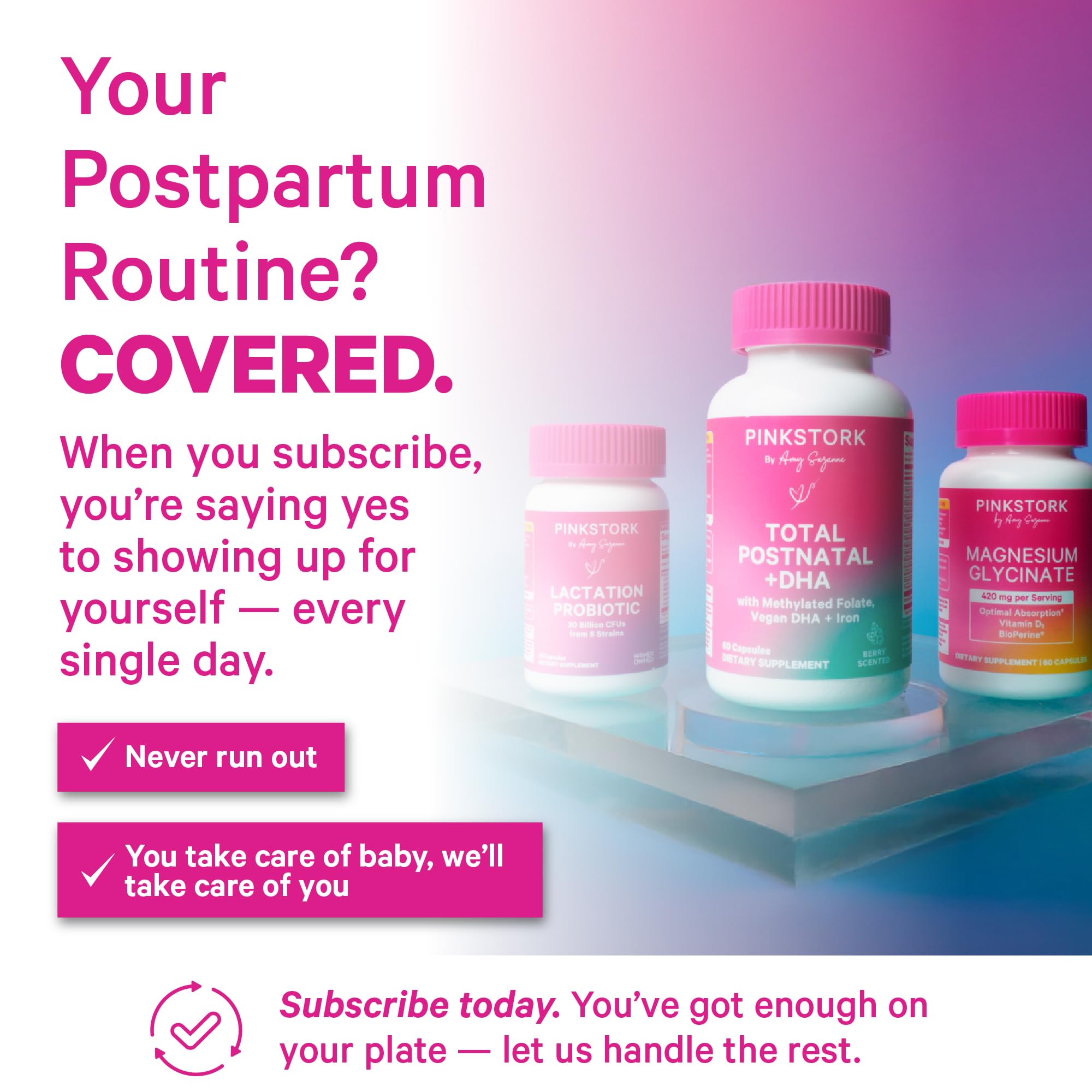 Pink Stork Total Postnatal Vitamins for Women | Vegan DHA, Iron, Folate, B12 | Postpartum Recovery Essentials | Lactation Support for Breastfeeding Moms | Third-Party Tested - 60 Capsules, Berry Pink Stork uk supplements