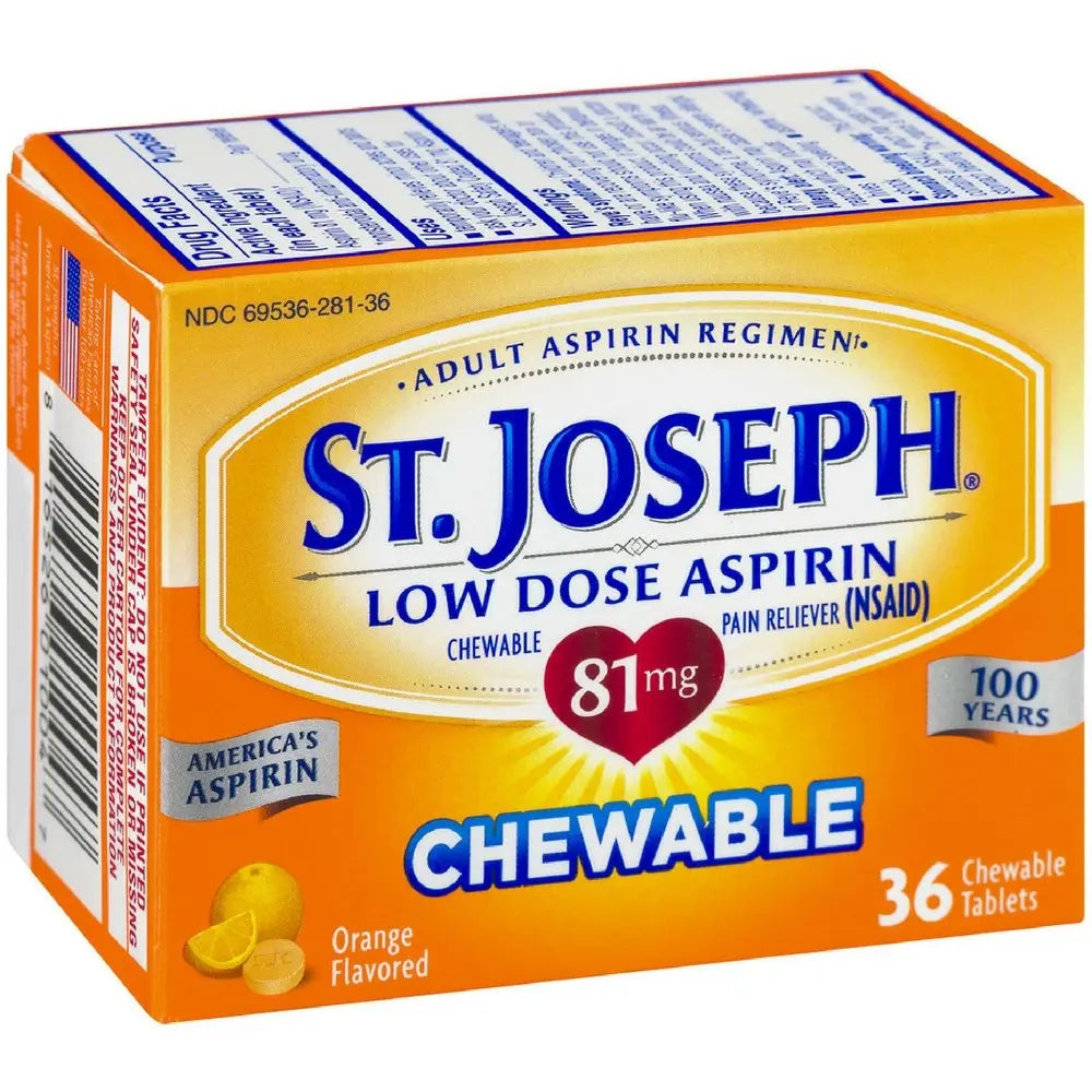 St. Joseph Orange Chewable 81mg Aspirin, 36 Tablets St. Joseph uk supplements