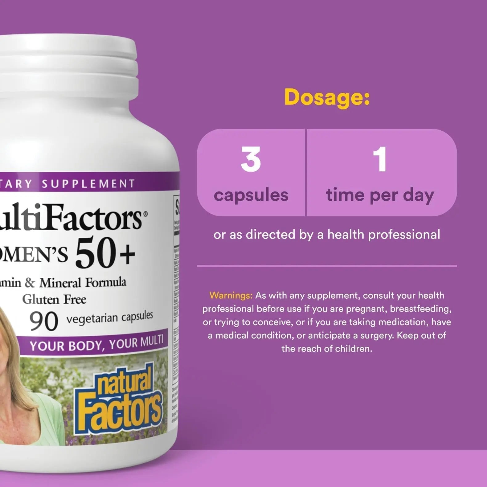 MultiFactors by Natural Factors, Women's 50+ Multivitamin & Mineral Formula, Dietary Supplement for Nutritional Support, 90 capsules (30 servings) Natural Factors uk supplements