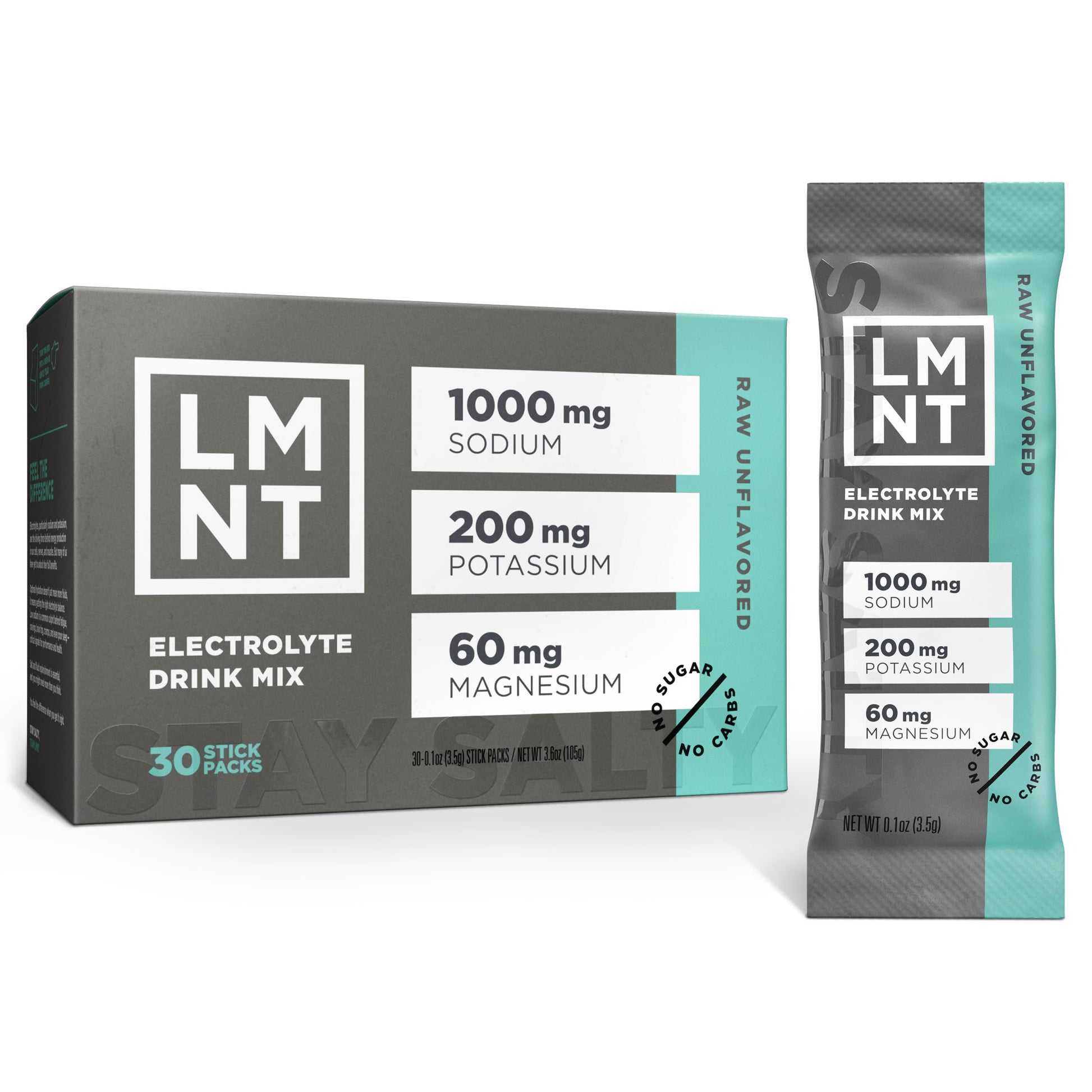 LMNT Zero Sugar Electrolytes - Raw Unflavored Salt | Drink Mix | 30-Count Drink LMNT uk supplements