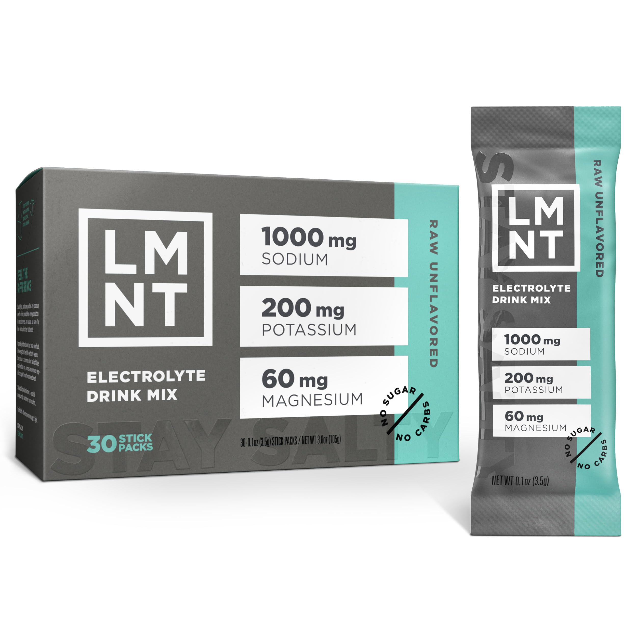 LMNT Zero Sugar Electrolytes - Raw Unflavored Salt | Drink Mix | 30-Count Drink LMNT uk supplements