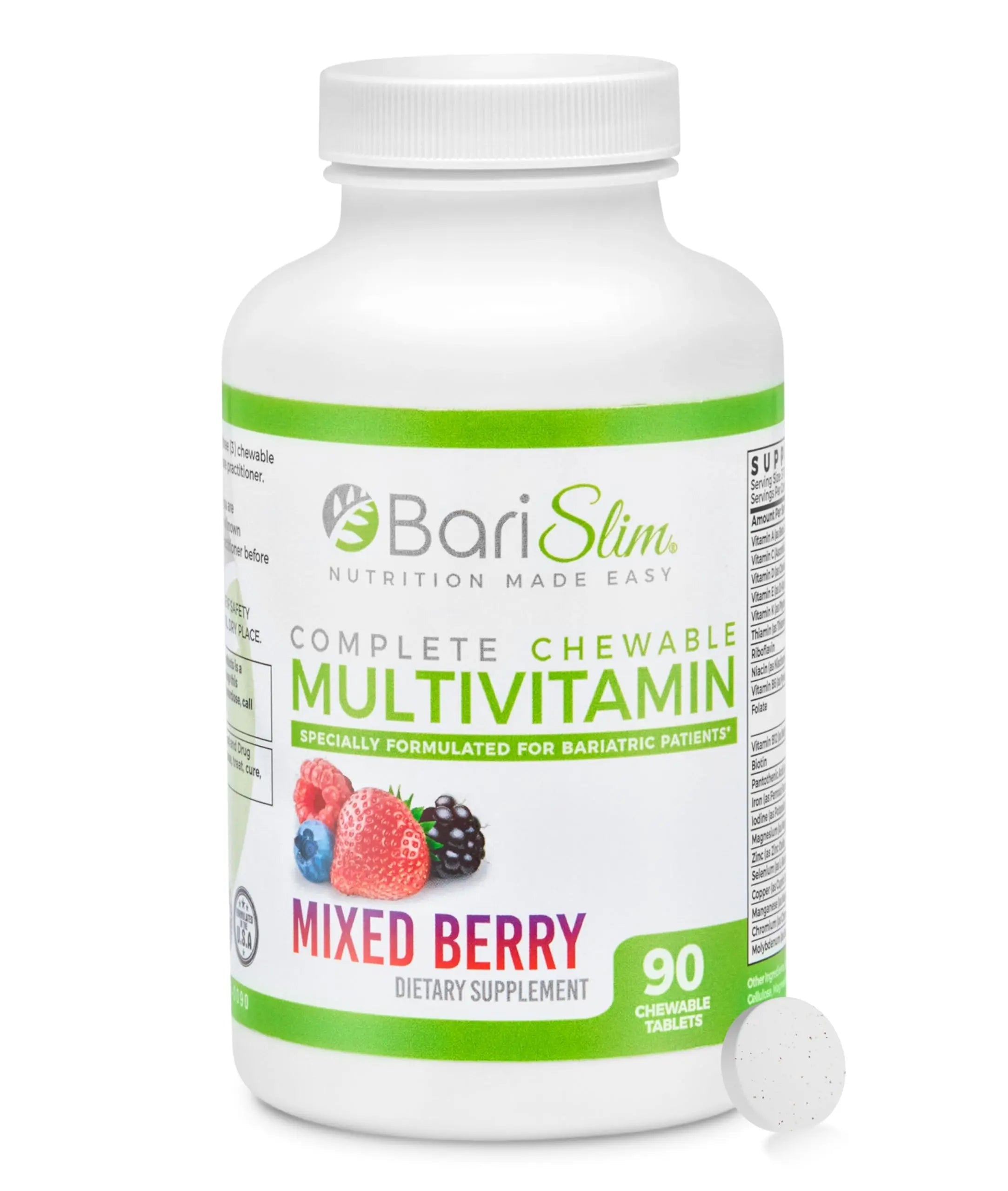 BariSlim Complete Chewable Bariatric Multivitamin Tablets - 45 mg Iron - Bariatric Vitamin & Supplement for Post Bariatric Surgery Including Gastric Bypass BariSlim uk supplements
