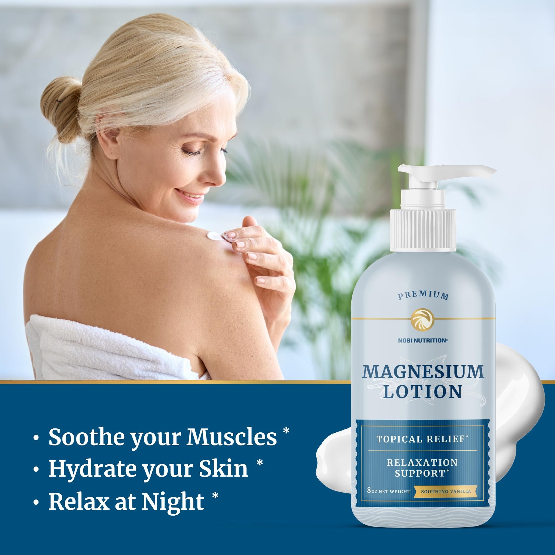 Magnesium Lotion | Relieves Muscle Cramps & Soreness | Relaxation & Calming Support Nobi Nutrition uk supplements