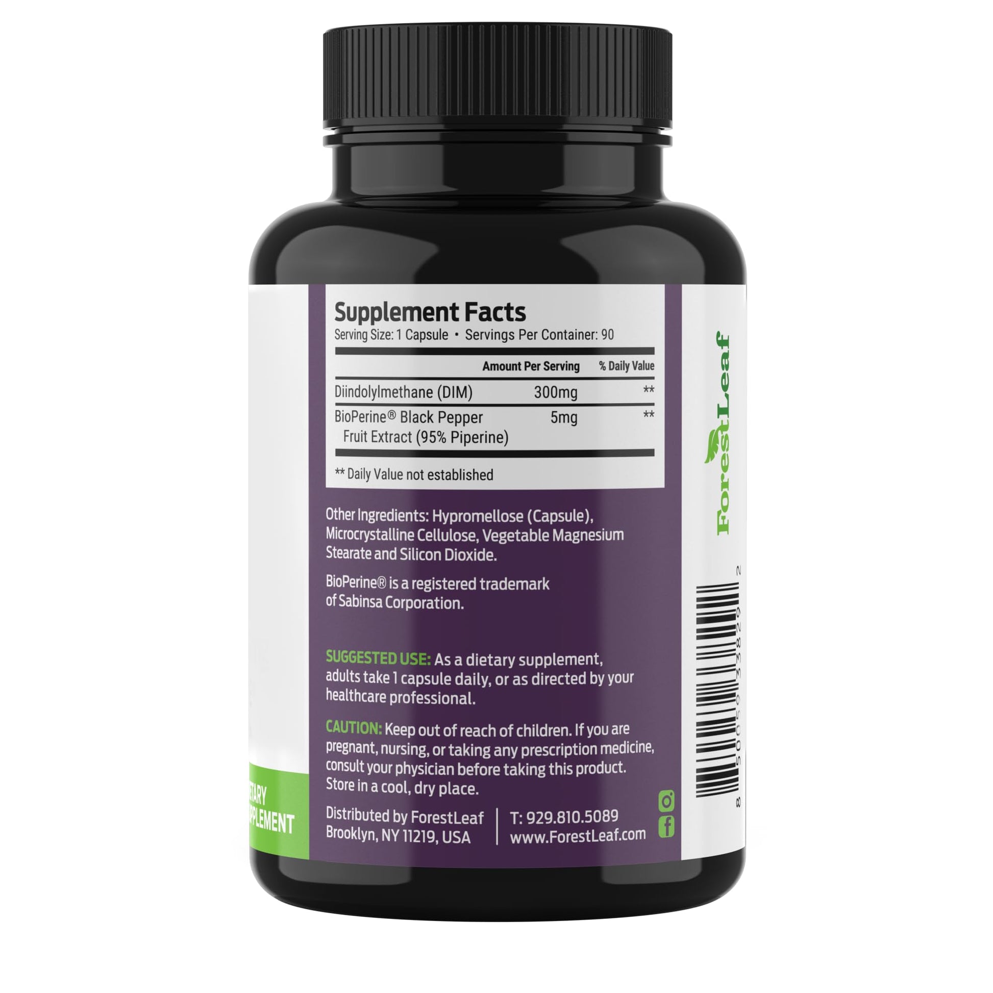 ForestLeaf DIM Supplement - 300mg DIM Estrogen Supplement for Women/Men - Diindolylmethane with BioPerine Black Pepper - Support for Detox, Metabolism, Hormone Balance & Menopause - 90 Caps ForestLeaf uk supplements