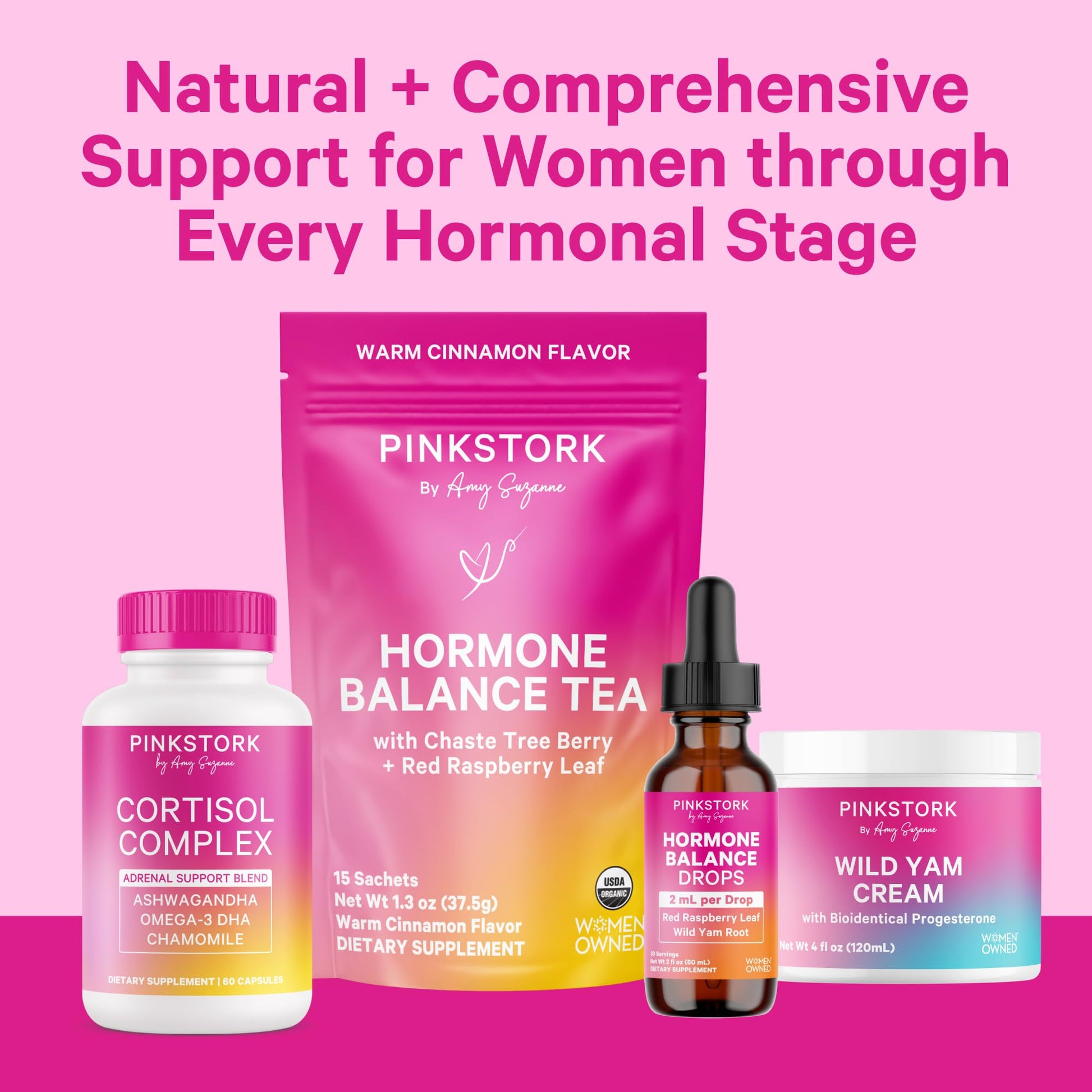 Pink Stork Hormone Balance Drops for Women - Supports Hormonal Health, PMS, Perimenopause & Mood, with Red Raspberry Leaf & Wild Yam - Liquid Supplement - Vegan, 2oz, 30 Servings Pink Stork uk supplements