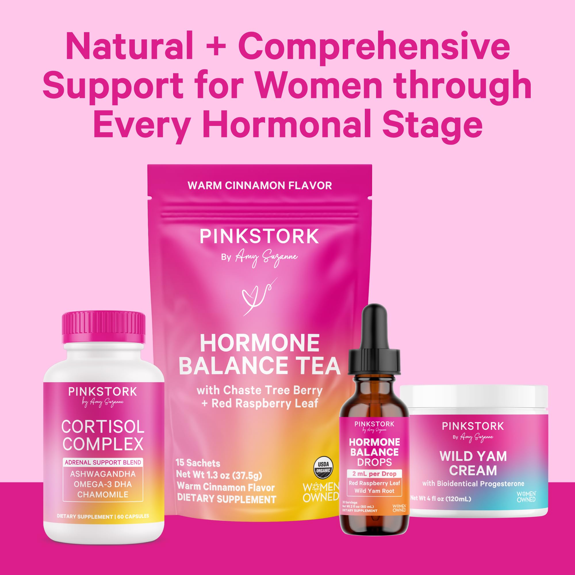 Pink Stork Hormone Balance Drops for Women - Supports Hormonal Health, PMS, Perimenopause & Mood, with Red Raspberry Leaf & Wild Yam - Liquid Supplement - Vegan, 2oz, 30 Servings Pink Stork uk supplements