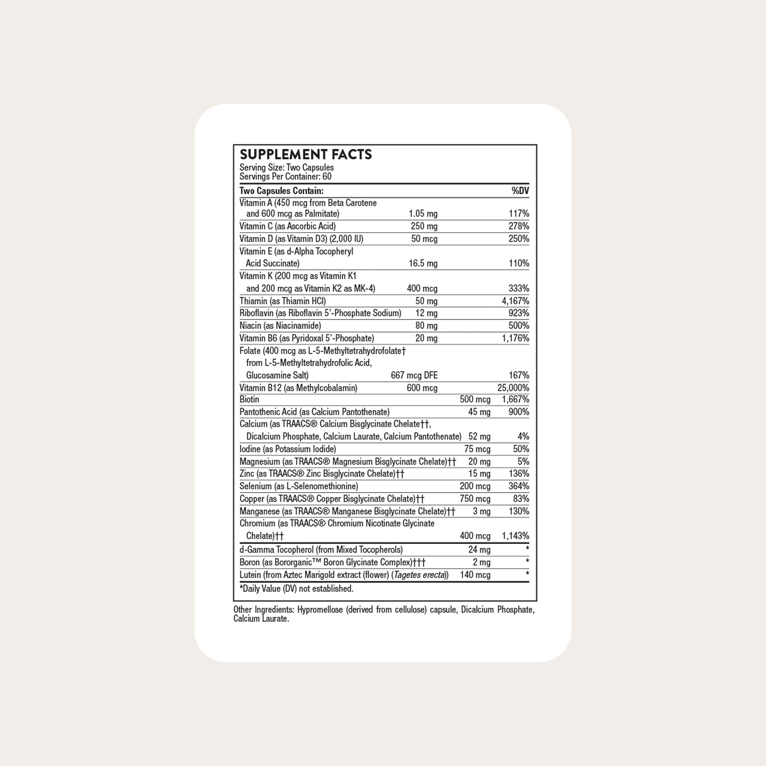 THORNE - Basic Nutrients 2/Day - Comprehensive Daily Multi-Vitamin with Optimal Bioavailability - Vitamin & Mineral Formula - Third-Party Certified - Gluten, Dairy & Soy-Free - 120 Capsules THORNE uk supplements