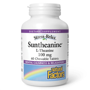 Natural Factors Suntheanine L-Theanine 100 mg - Health Supplement for Calm Outlook - L-Theanine Supplement Supports Relaxing Sleep & Aids Against Drowsiness