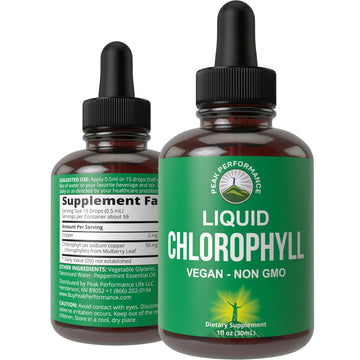 Chlorophyll Liquid Drops - Ultra High Purity, Alcohol Free, Non-GMO, Gluten Free Liquid Chlorophyll Drops Supplement. Take with Water. Internal Deodorant + Skin Care, Immune, and Digestive Support Peak Performance uk supplements