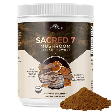 Naturealm Sacred 7 Mushroom Extract Powder - USDA Organic - Lion's Mane, Reishi Naturealm uk supplements