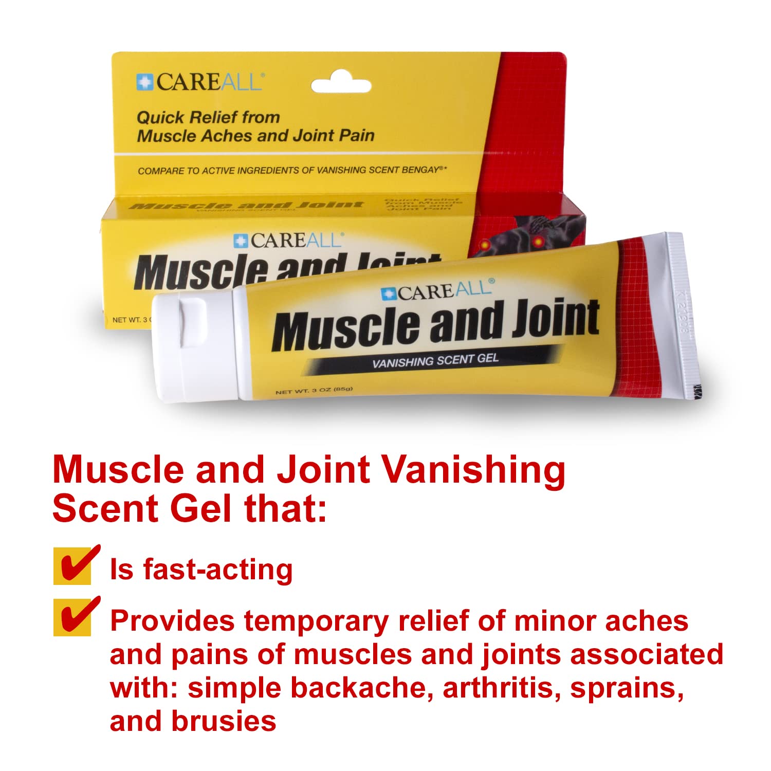 CareAll Muscle & Joint Vanishing Scent Gel, 3.0 oz. (3 Pack), Non-Greasy, Pain Relief Gel for Muscle, Back and Minor Arthritis, Topical Analgesic, 2.5% Menthol CareAll uk supplements