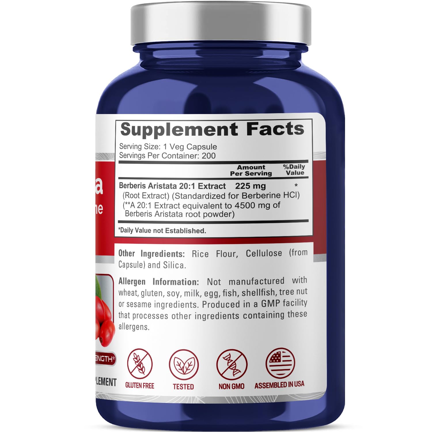 NusaPure Berberine HCI 4500 mg - 200 Veggie Caps - 6 Months Supply - (100% Vegetarian NusaPure uk supplements
