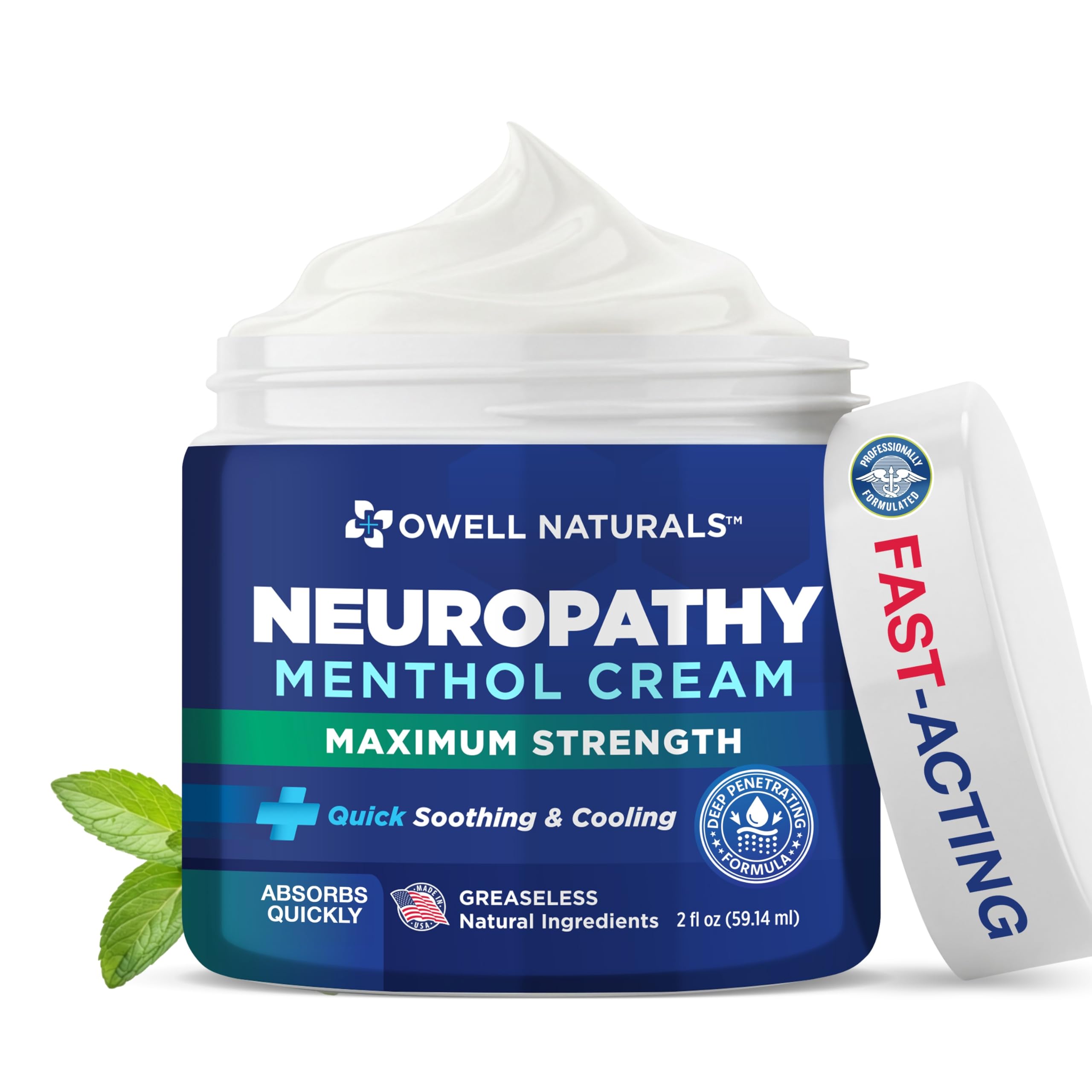Owell Naturals Neuropathy Cream Extra Strength – Fast Absorbing Cooling for Leg, Feet & Hands – Advanced Soothing Formula with Aloe Vera, Arnica, MSM & Vitamin B6 – Made in USA, 2 fl oz Owell Naturals uk supplements