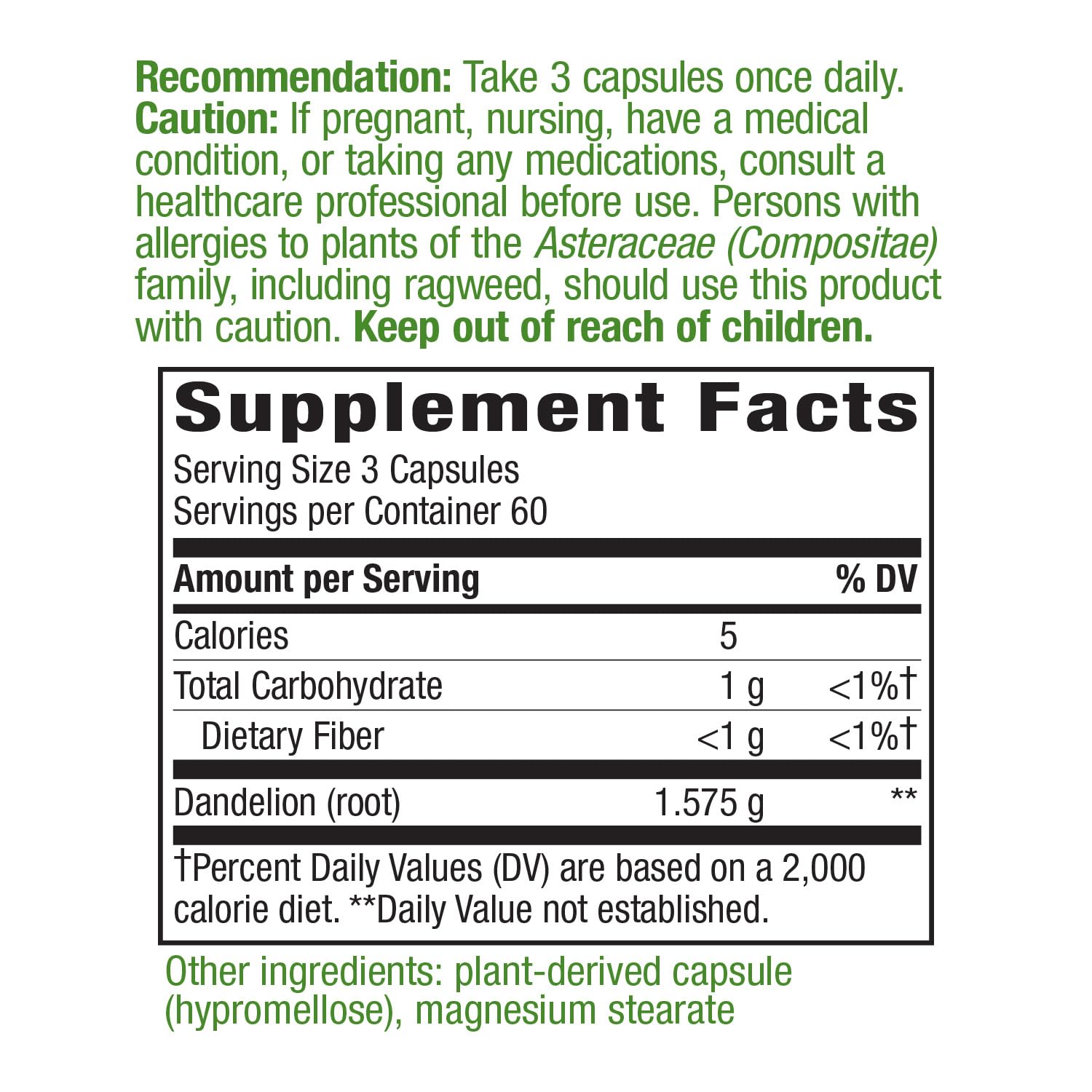 Nature's Way Dandelion Root Diuretic Herb* 525 mg per Capsule Non-GMO Nature's Way uk supplements