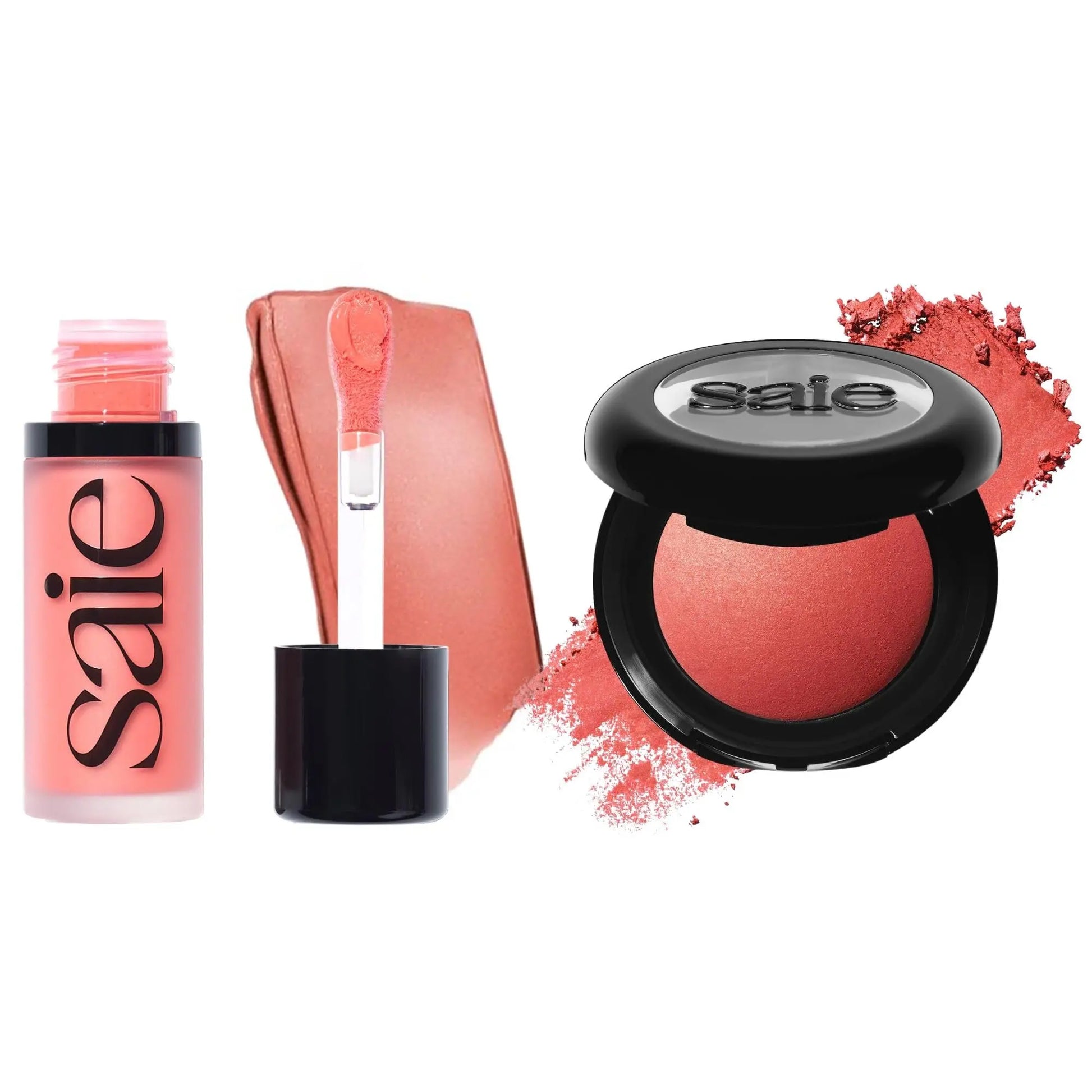 Saie Cheek Flush Duo - Dew Liquid Blush (.40 oz, Poppy), SuperSuede Baked Powder Blush (.01 oz, Stella) - Layerable, Skin-Nourishing Blushes for a Seamless Radiant Finish Saie uk supplements