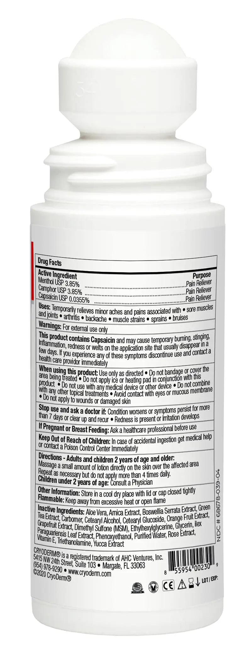 CryoDerm Combo Package Heat-Warm Therapy 3 oz Roll-On & 12 Packets CryoDerm uk supplements