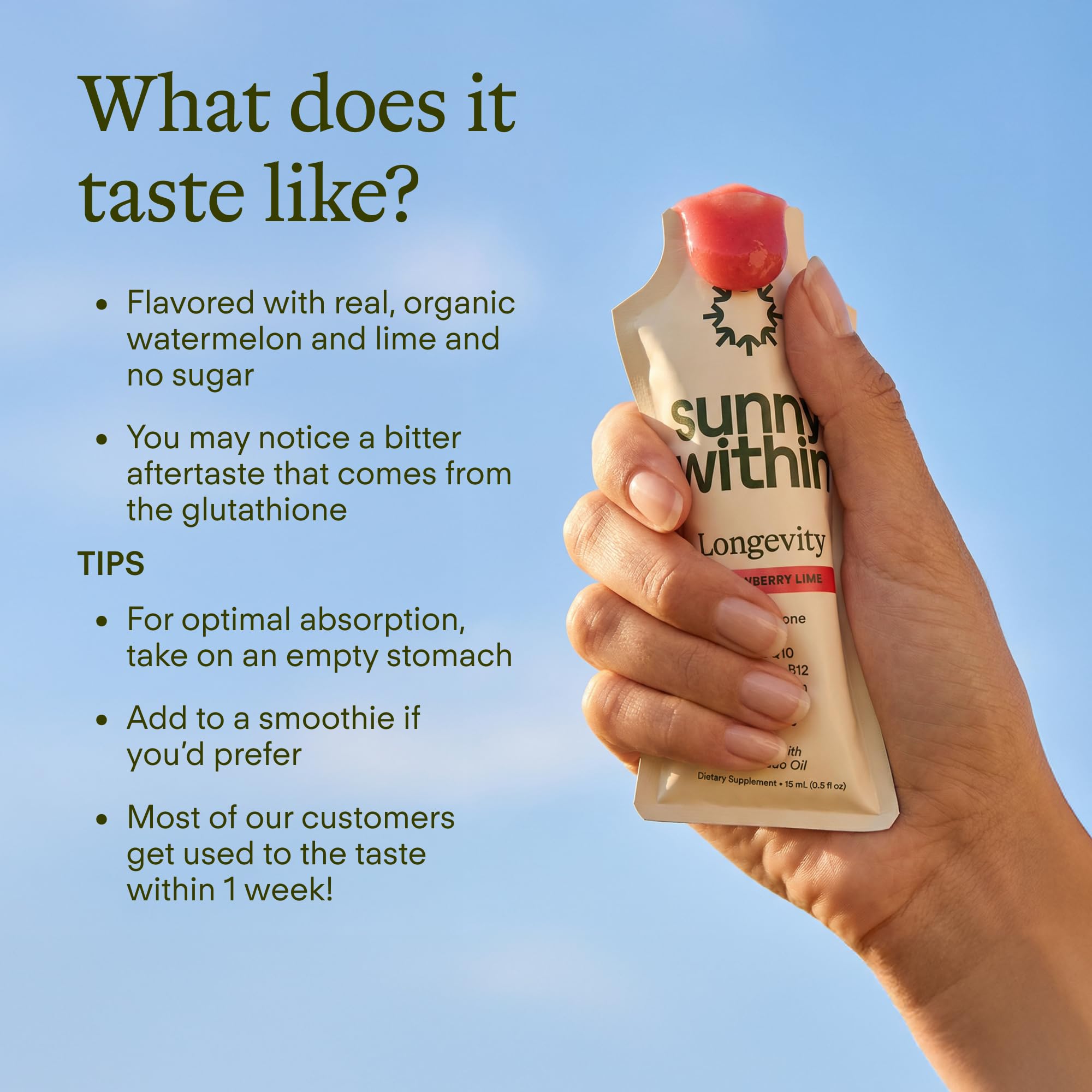 Sunny Within - Liposomal Glutathione Supplement NAD+ Longevity Mix w/Liquid NAD+, CoQ10, B12, MCT & Avocado Oil – Cellular Health, Energy, Brain, Gut & Heart Support* – Strawberry Lime – 30 Pouches Sunny Within uk supplements