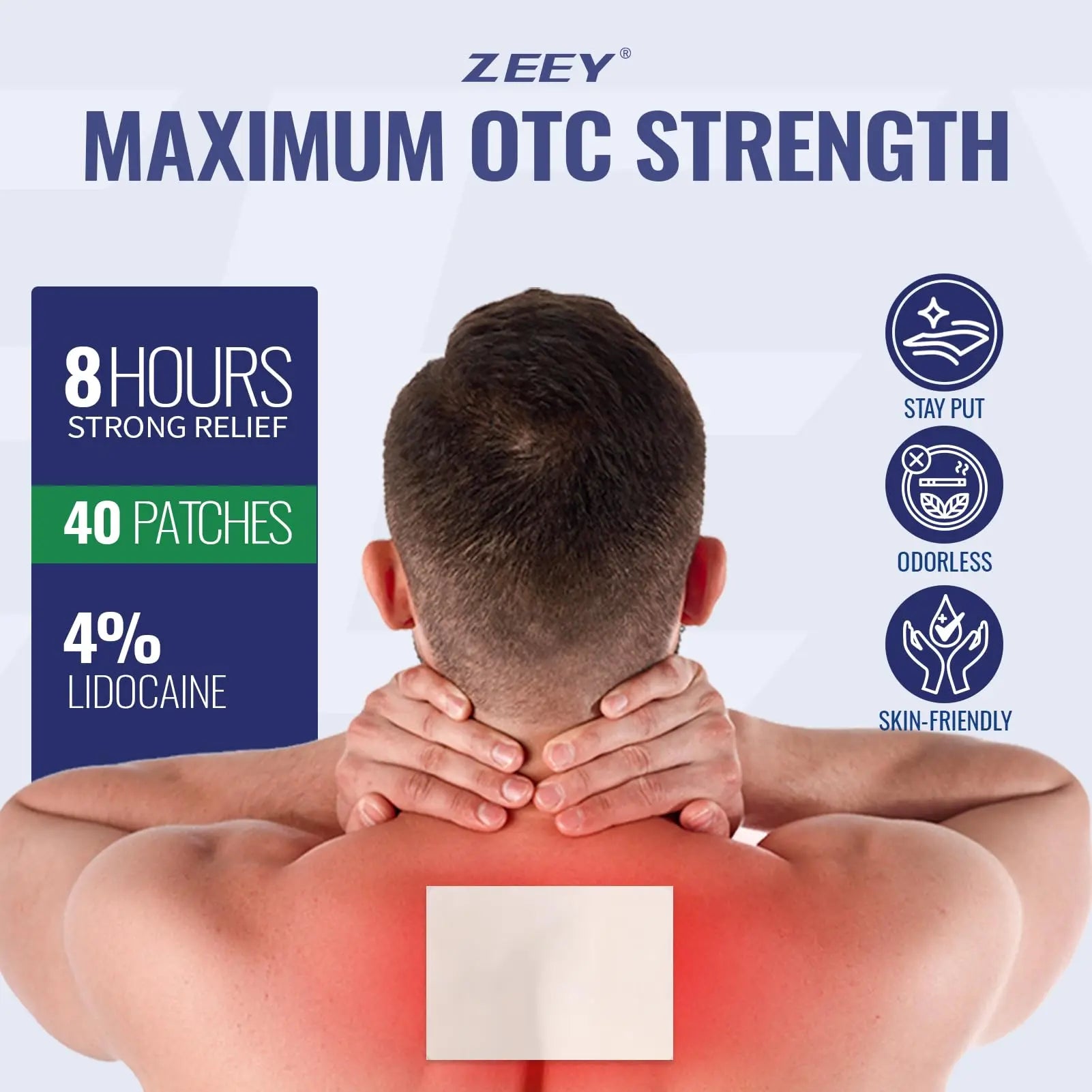 ZEEY 4% Lidocaine Pain Relief Patches, Maximum Strength OTC, for Back, Knee, Neck, Shoulders, Joints, Muscle Soreness, Fast Acting, Topical Anesthetic, Large Gel Patch, 5.5" x 3.94", 40Ct ZEEY uk supplements