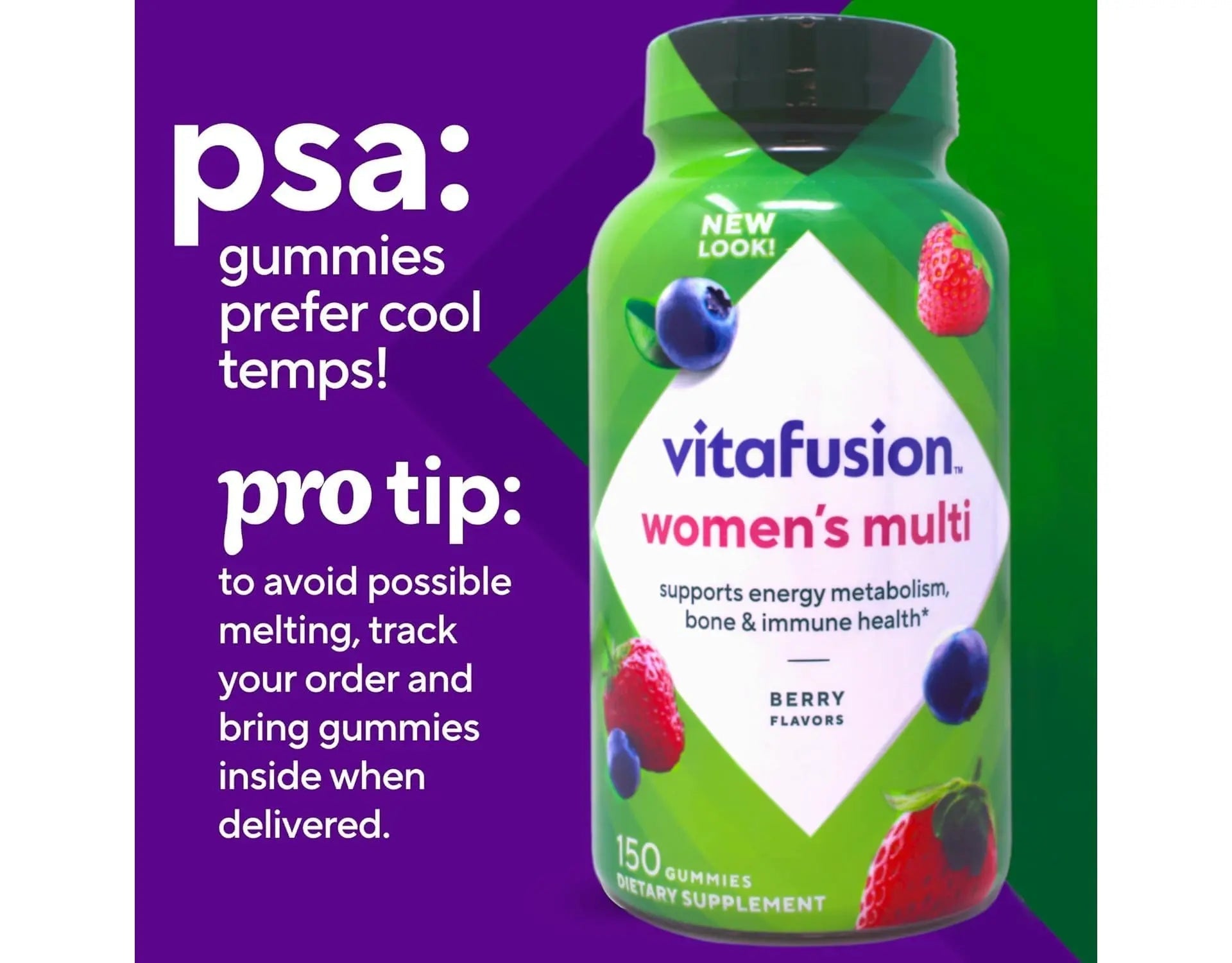 Vitafusion 150 Count with Vitamins A, C, D, E, B-6 and B-12 Womens Multivitamin Gummies, Berry Flavored Daily Vitamins for Women Vitafusion uk supplements