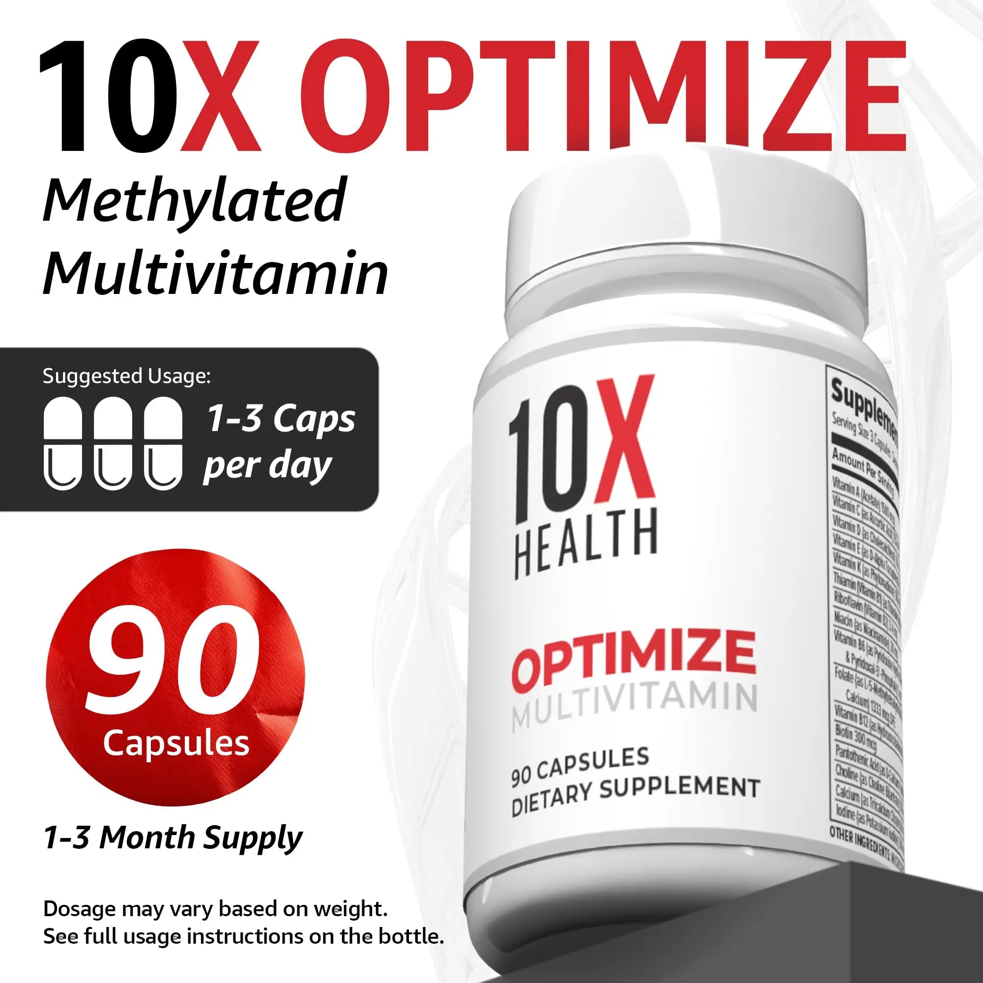 10X Health Optimize (Daily) & Sleep (PM) Bundle - Methylated Multivitamin Capsules + Magnesium, L Theanine & Melatonin 10X Health System uk supplements