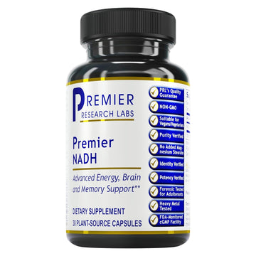 Premier Research Labs NADH - NADH Supplement, NAD Supplement for Men & Women, Nicotinamide Adenine Dinucleotide, Cell Regenerator, Respiratory Support - 30 Vegetarian Capsules Premier Research Labs uk supplements