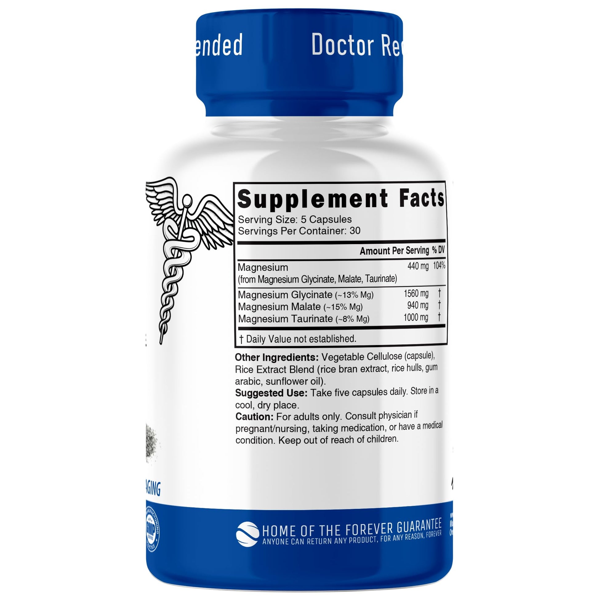Nutri Triple Magnesium Complex 440mg - Magnesium Glycinate, Malate, & Taurinate - 100% Chelated for Maximum Absorption - 120 Vegan Capsules - Triple Complex Magnesium - Magnesio Triple Complex Nature's Fusions uk supplements