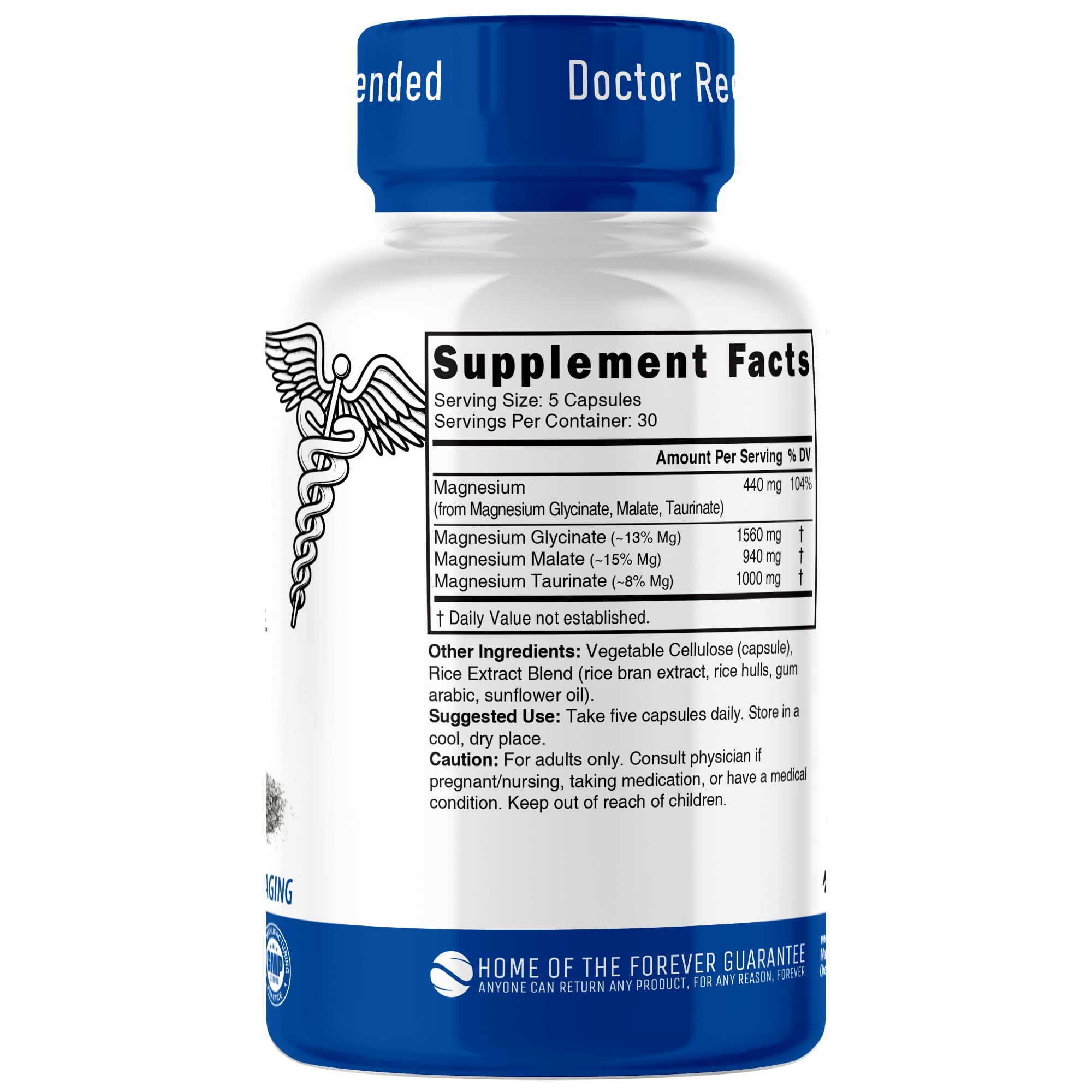 Nutri Triple Magnesium Complex 440mg - Magnesium Glycinate, Malate, & Taurinate - 100% Chelated for Maximum Absorption - 120 Vegan Capsules - Triple Complex Magnesium - Magnesio Triple Complex Nature's Fusions uk supplements