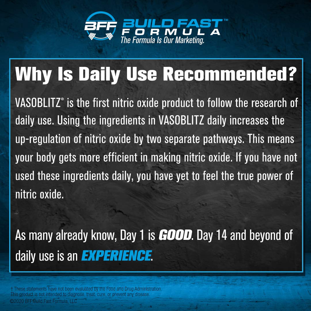 VASOBLITZ Award Winning Dual Nitric Oxide Pre Workout with NO3T Arginine Nitrate BFF Build Fast Formula uk supplements