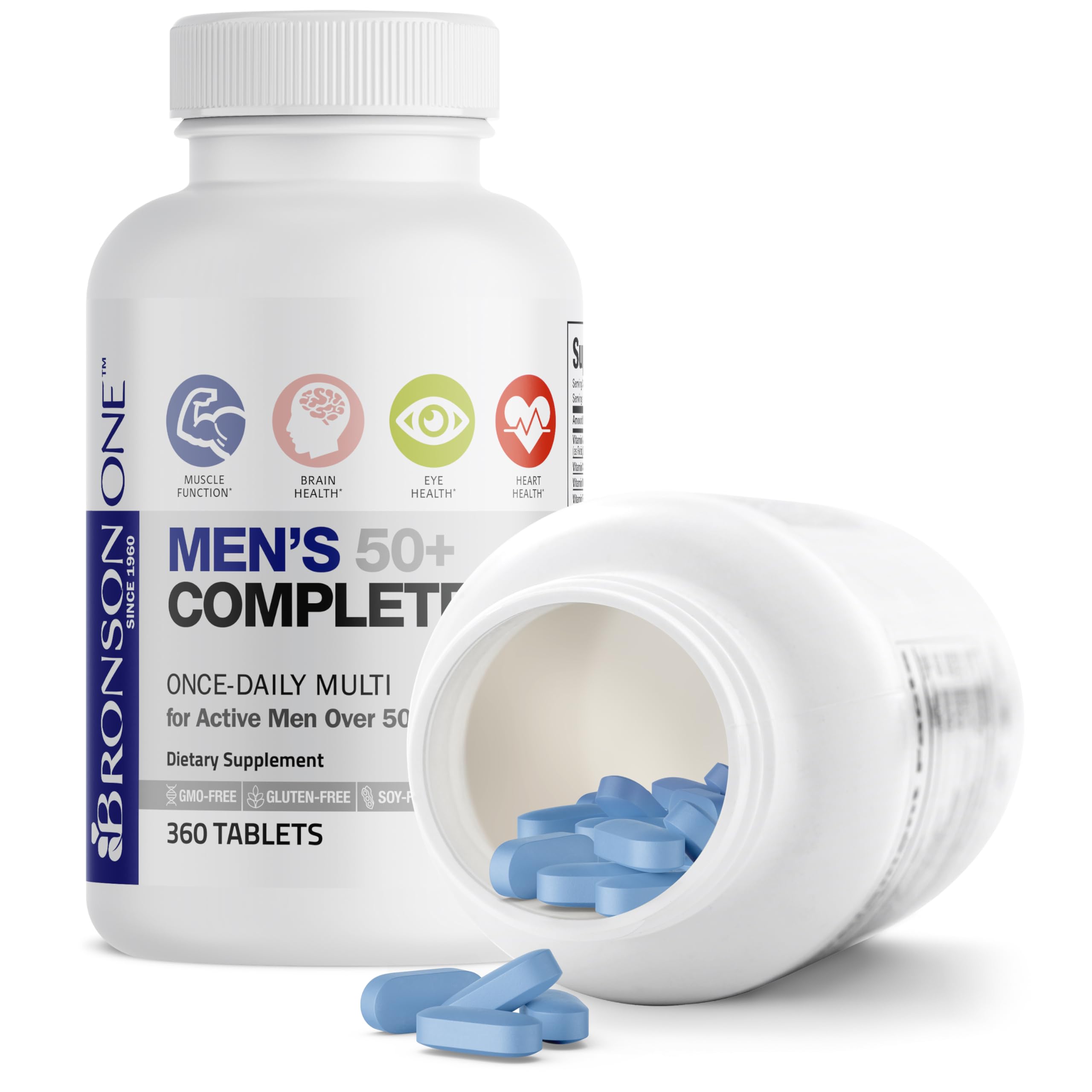 Bronson ONE Daily Mens 50+ Complete Multivitamin Multimineral, 360 Tablets Bronson uk supplements