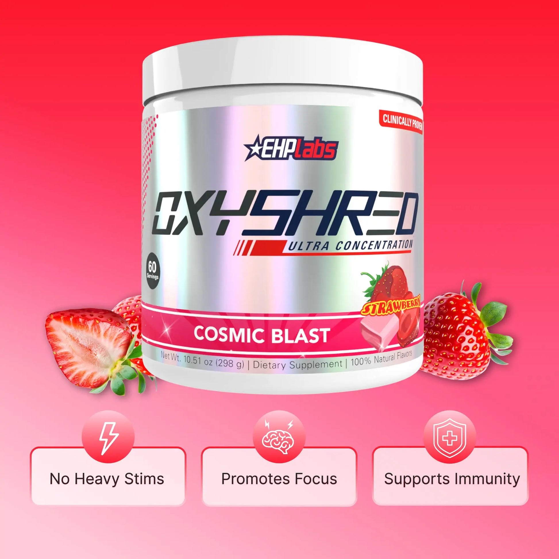 EHP Labs OxyShred Pre Workout Powder - Preworkout Powder with L Glutamine & Acetyl L Carnitine, Energy Boost Drink - Cosmic Blast, 60 Servings EHP Labs uk supplements
