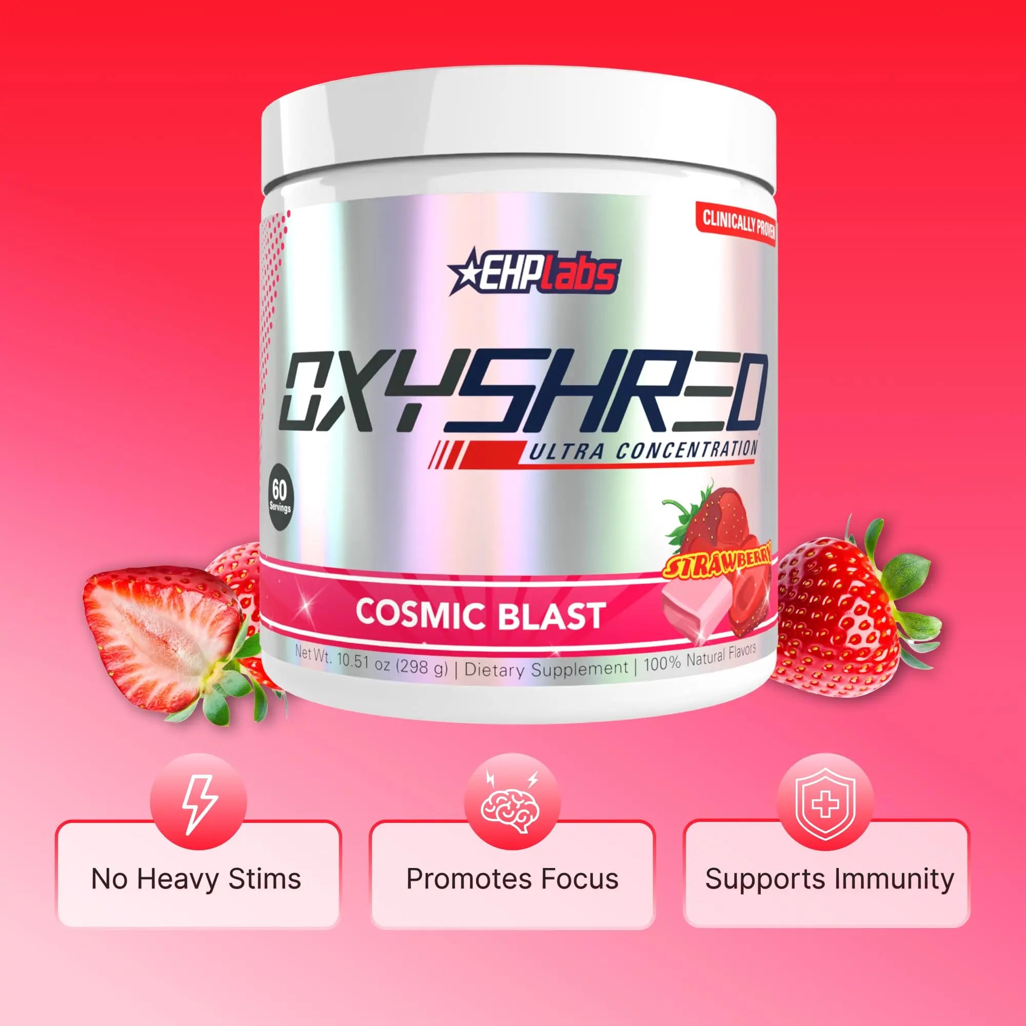 EHP Labs OxyShred Pre Workout Powder - Preworkout Powder with L Glutamine & Acetyl L Carnitine, Energy Boost Drink - Cosmic Blast, 60 Servings EHP Labs uk supplements