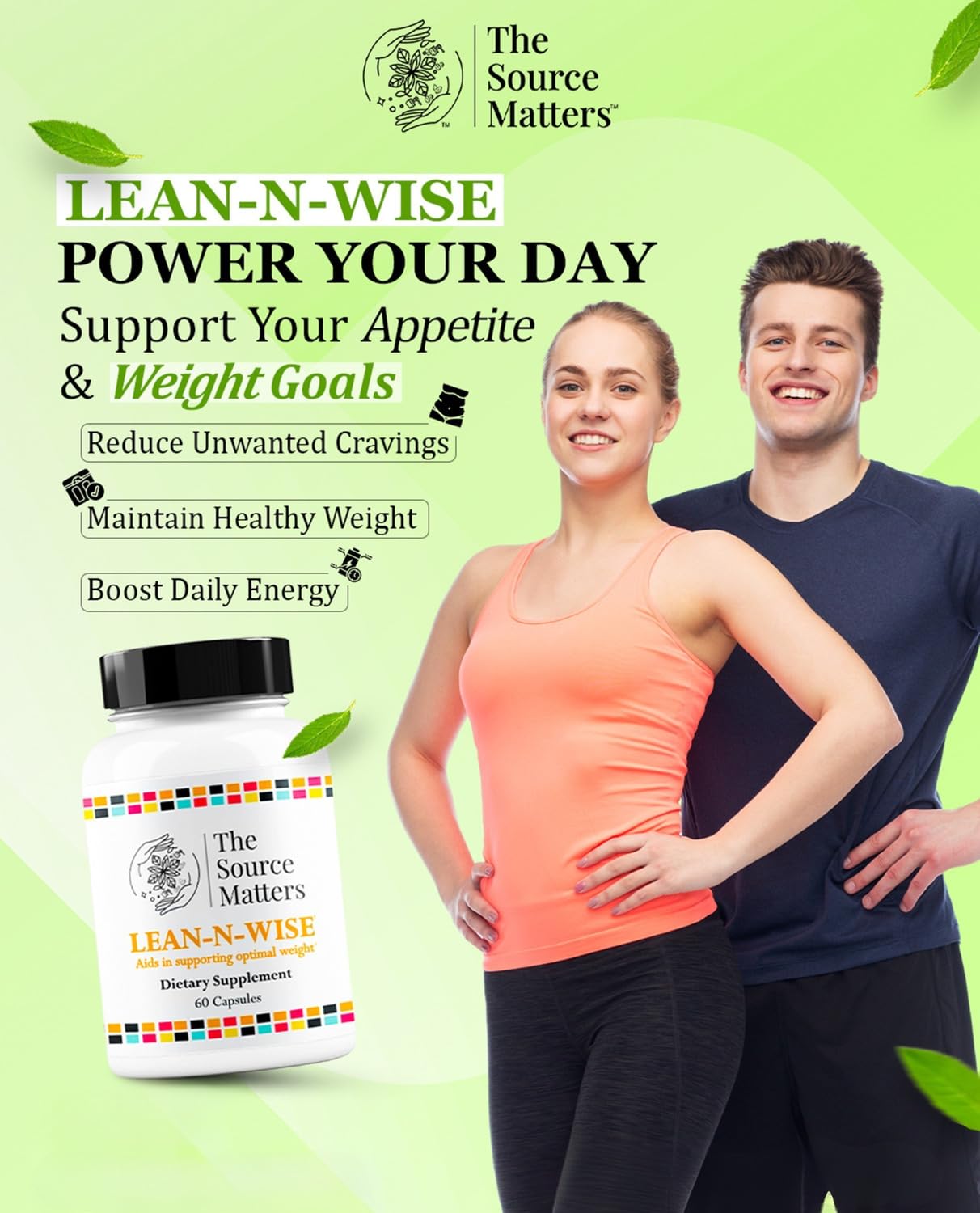 Lean-N-Wise Digestion & Energy Support with Green Coffee Bean, Hibiscus, Lemon Verbena & Magnesium Citrate | Plant-Based Formula for Daily Wellness (60 Capsules) THE SOURCE MATTERS uk supplements