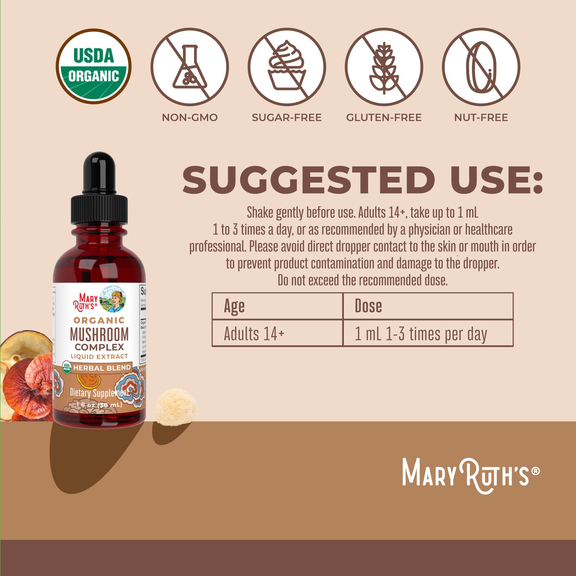 MaryRuth's Mushroom Complex | Lion's Mane | Turkey Tail | Reishi Mushroom | Shiitake Mushrooms | Alcohol Free | Mushroom Blend | Organic | Non-GMO | Vegan | 30 Servings MARYRUTH'S uk supplements