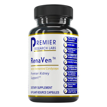 Premier Research Labs RenaVen - Premier Kidney Support for Kidney Cleanse Detox and Repair | Improve Kidney Function and Urinary Support with Fermented Cordyceps - 60 Plant-Source Capsules Premier Research Labs uk supplements