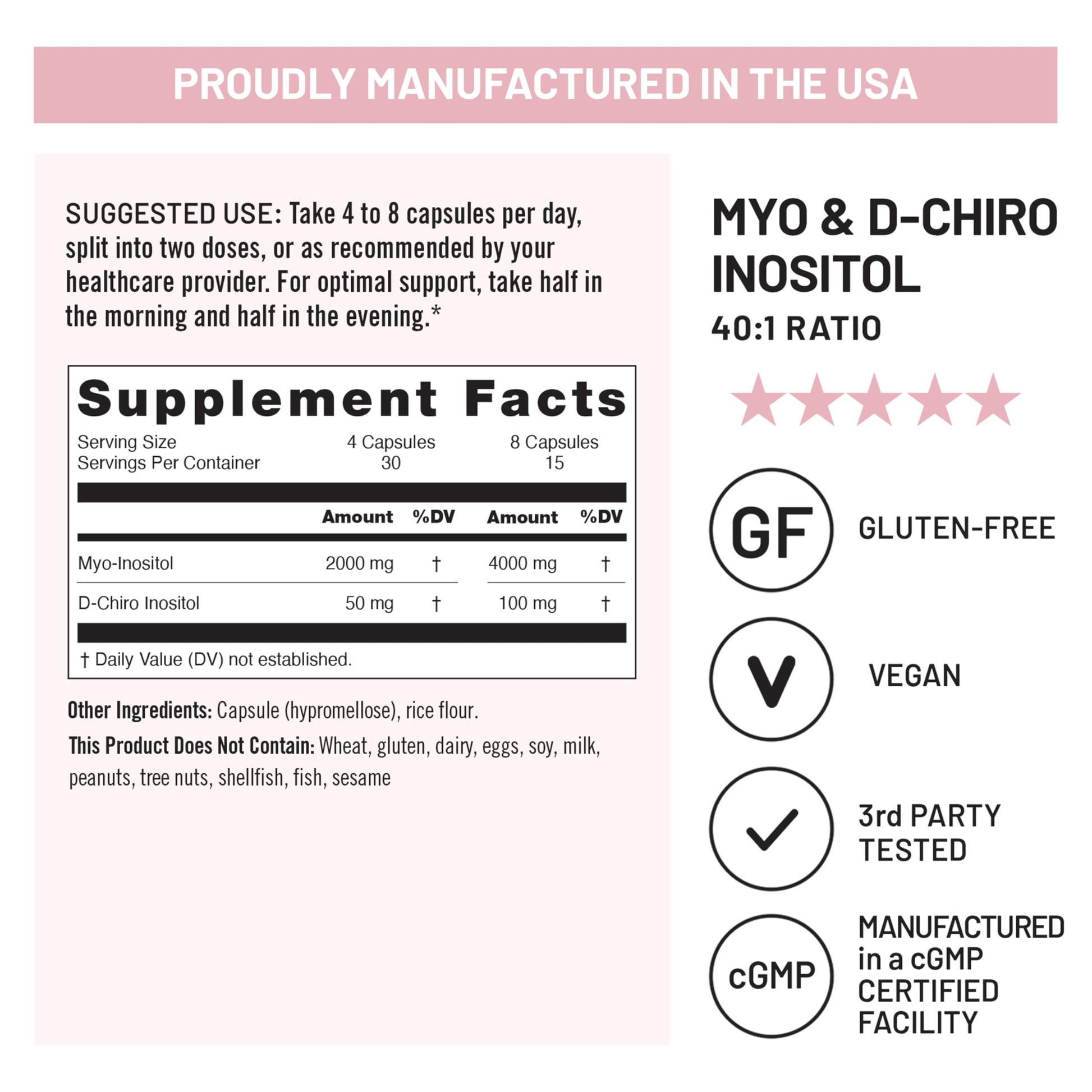 NatureWise Myo-Inositol & D-Chiro Inositol Supplement for Women - Fertility Supplements for Women - Ideal 40:1 Ratio - Myo Inositol 2000mg - Non-GMO, Vegan, USA Manufactured - [30-Day Supply] NatureWise uk supplements