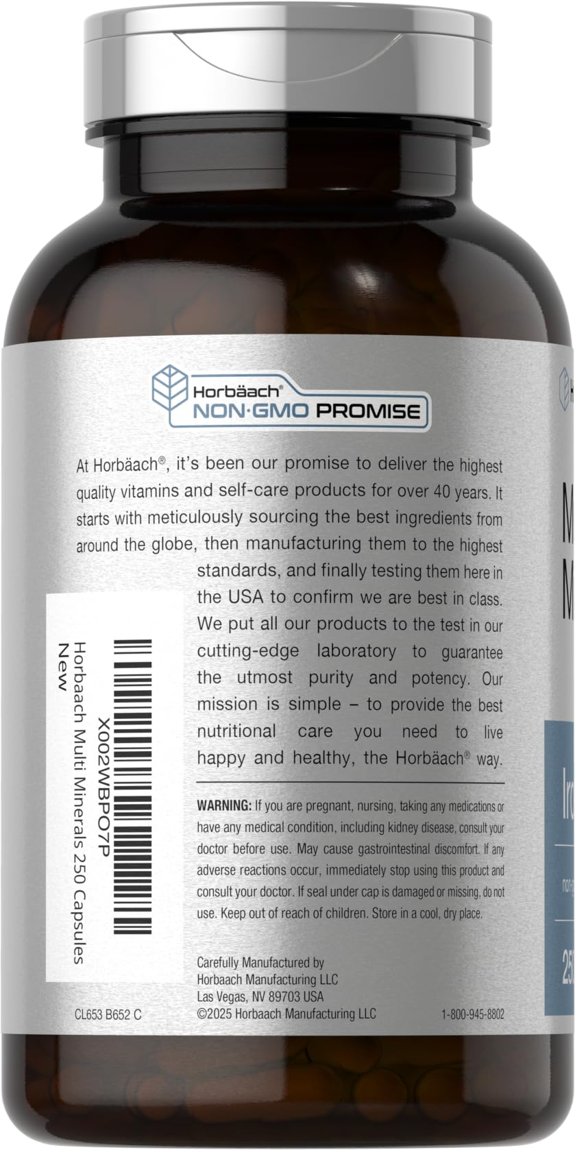 Horbäach Multi Minerals Supplement | 250 Capsules | Iron Free | Daily Mineral Complex for Men and Women | Non-GMO & Gluten Free Horbäach uk supplements