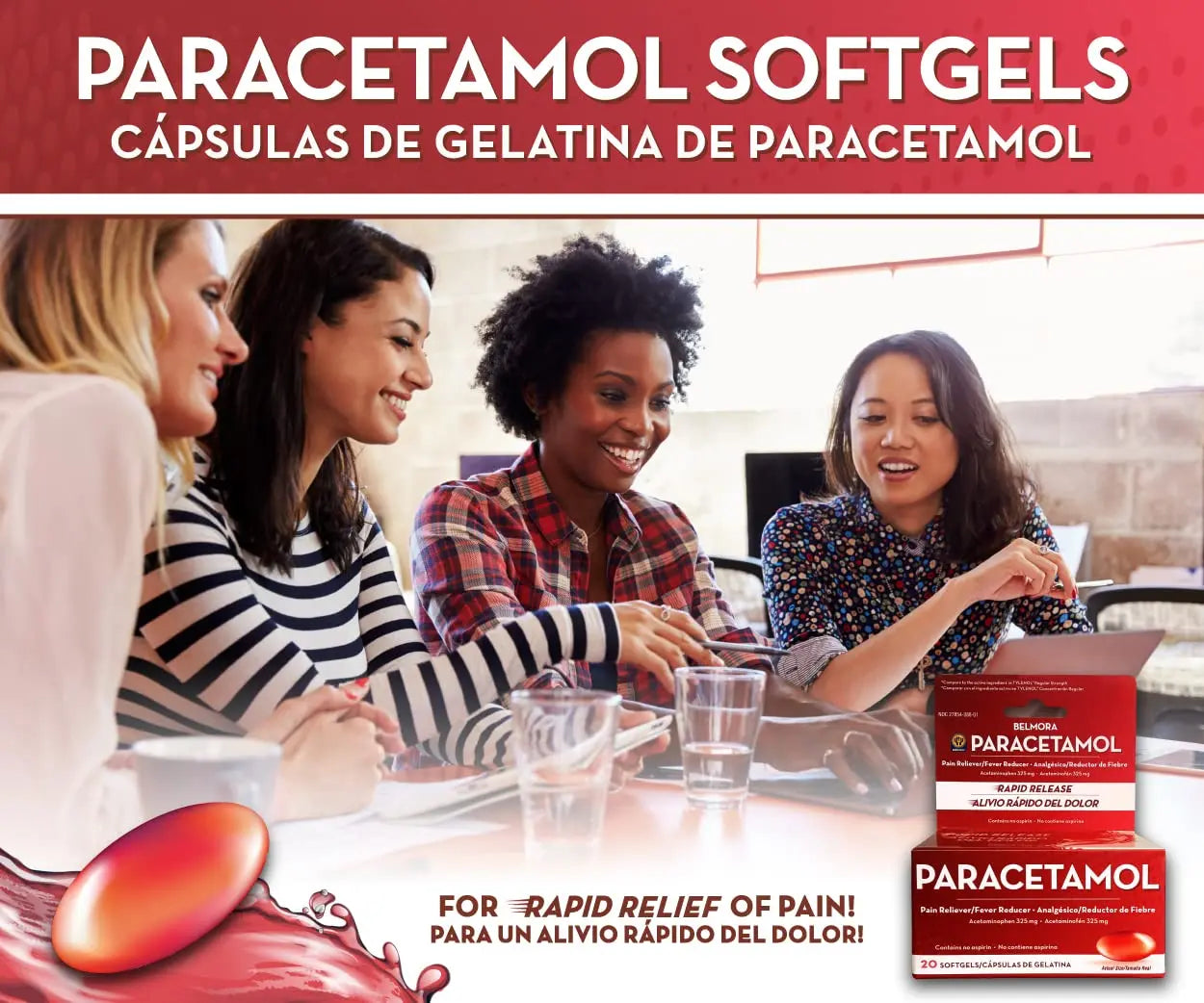 Belmora Paracetamol Acetaminophen 325mg 20 Softgels for Pain Relief, Liquid Filled Capsules for Rapid Release, Fever Reducer for Adults Extra Strength Belmora paracetamol uk supplements