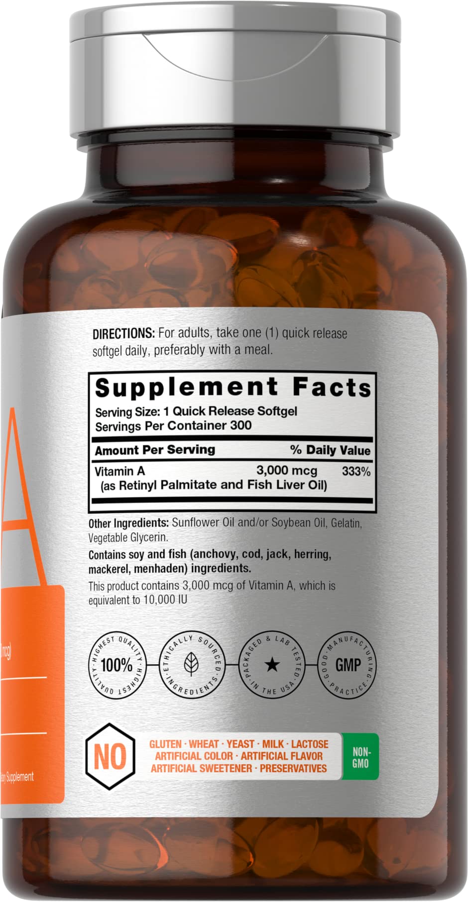 Vitamin A 10000 IU Softgels | 300 Count | Non-GMO, Gluten Free Supplement | by Horbaach Horbäach uk supplements