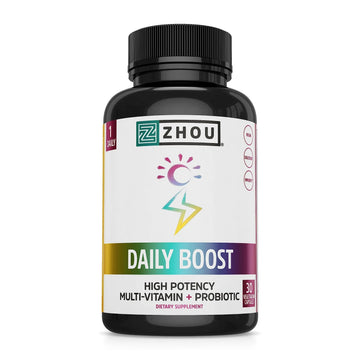 Zhou Daily Boost - Probiotic Multivitamin for Women & Men, Immune Support, Antioxidant & Eye Health Supplement with Vitamin A, Vitamin C ZHOU uk supplements