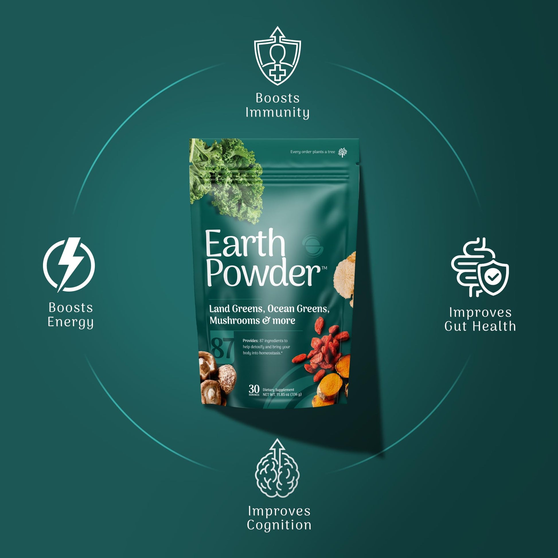 Earth Powder Daily Foundational Nutrition Supplement with 28 Greens & 10 Mushrooms | 87 Nutrients for Energy, Gut Health & Mental Clarity Earth Powder uk supplements