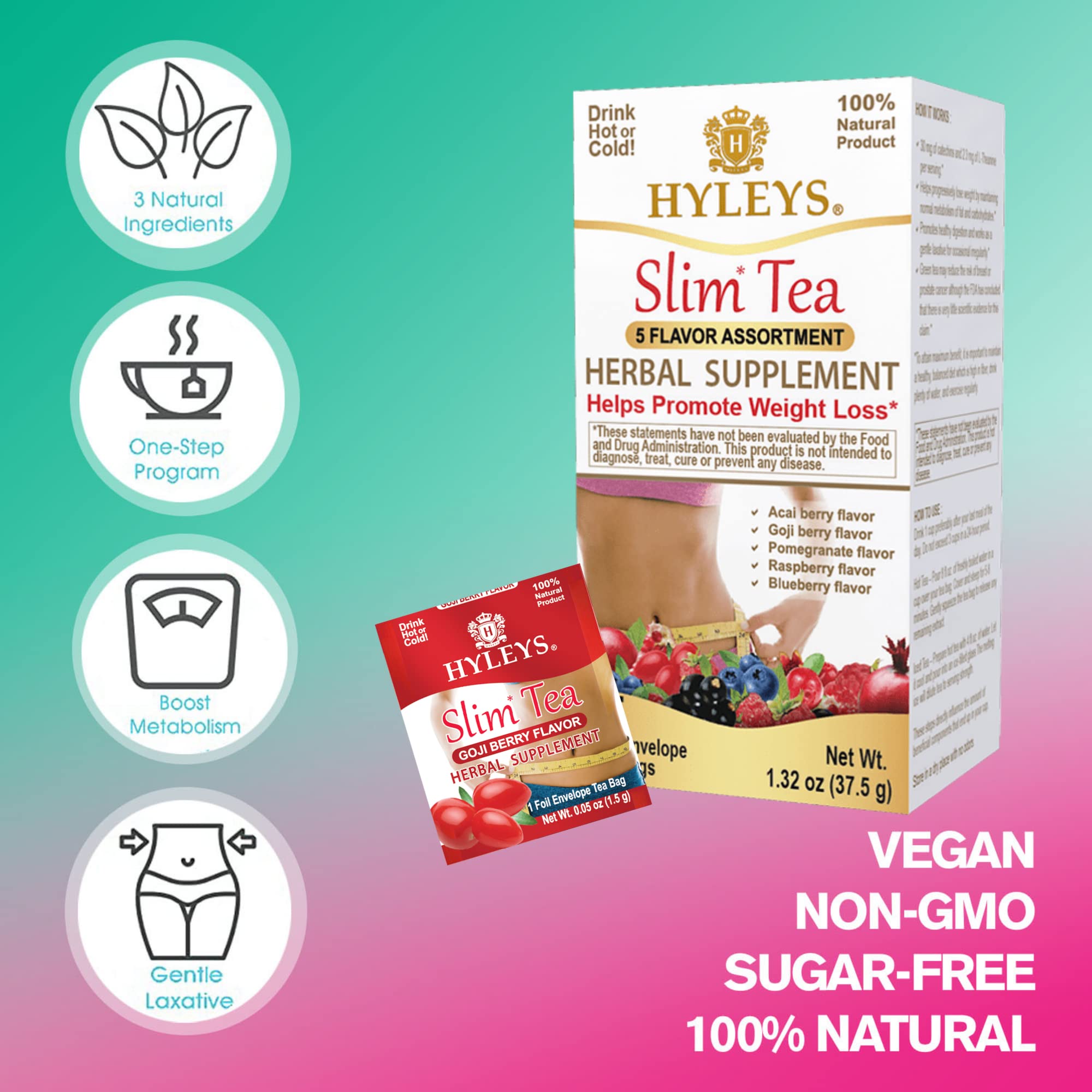 Hyleys Slim Tea 5 Flavor Assortment - Weight Loss Herbal Supplement Cleanse Hyleys Tea uk supplements