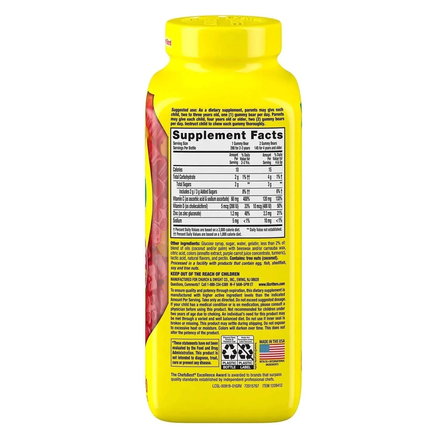L'il Critter Kids' Immune C Plus Zinc and Vitamin D (290 Count) Vita uk supplements