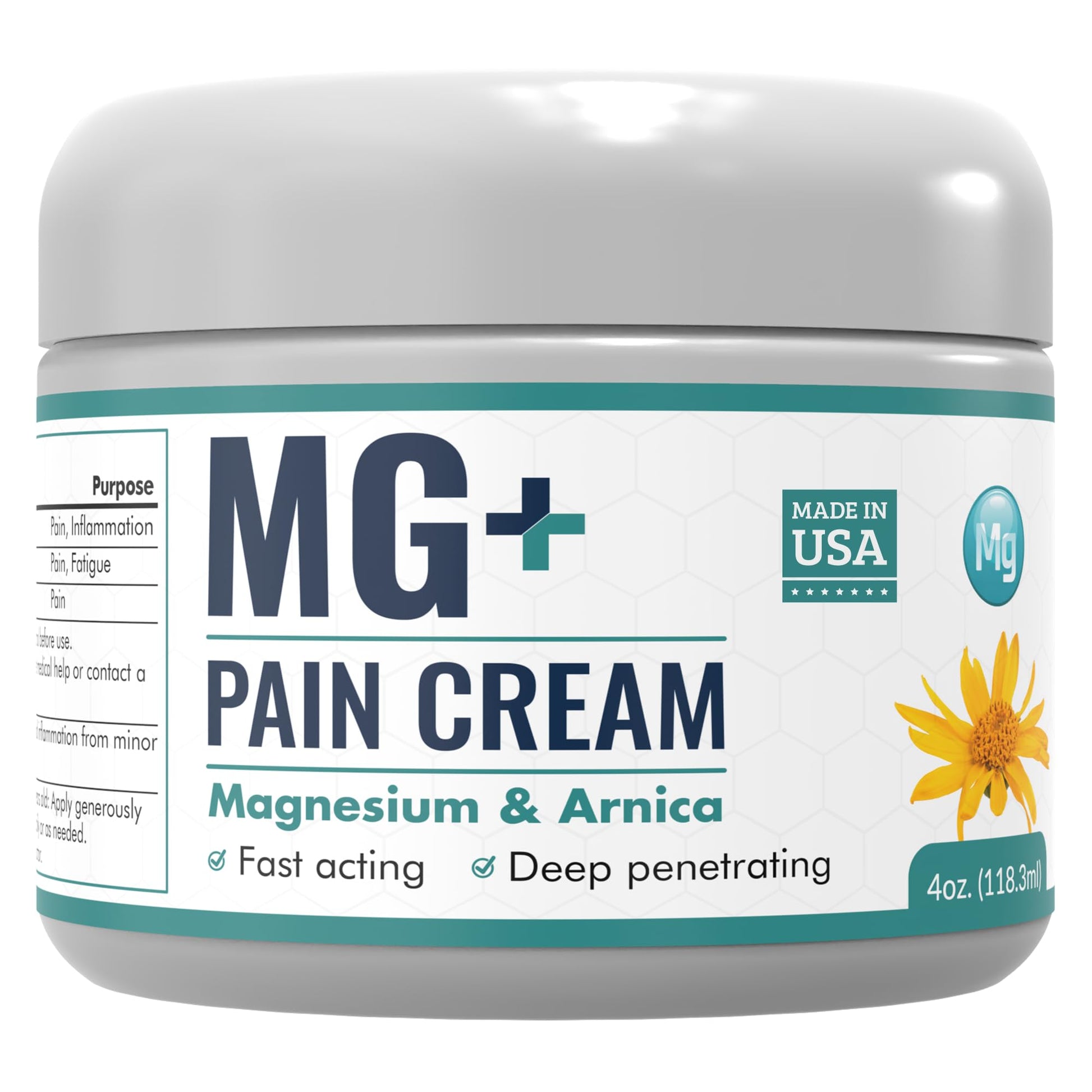 Mars Wellness MG+ Magnesium Cream Pain Relief - Extra Strength Magnesium and Arnica Cream - 4 OZ Tub - Neuropathy, Muscle Pain, and Leg Cramps Relief - 1 Pack MARS WELLNESS uk supplements