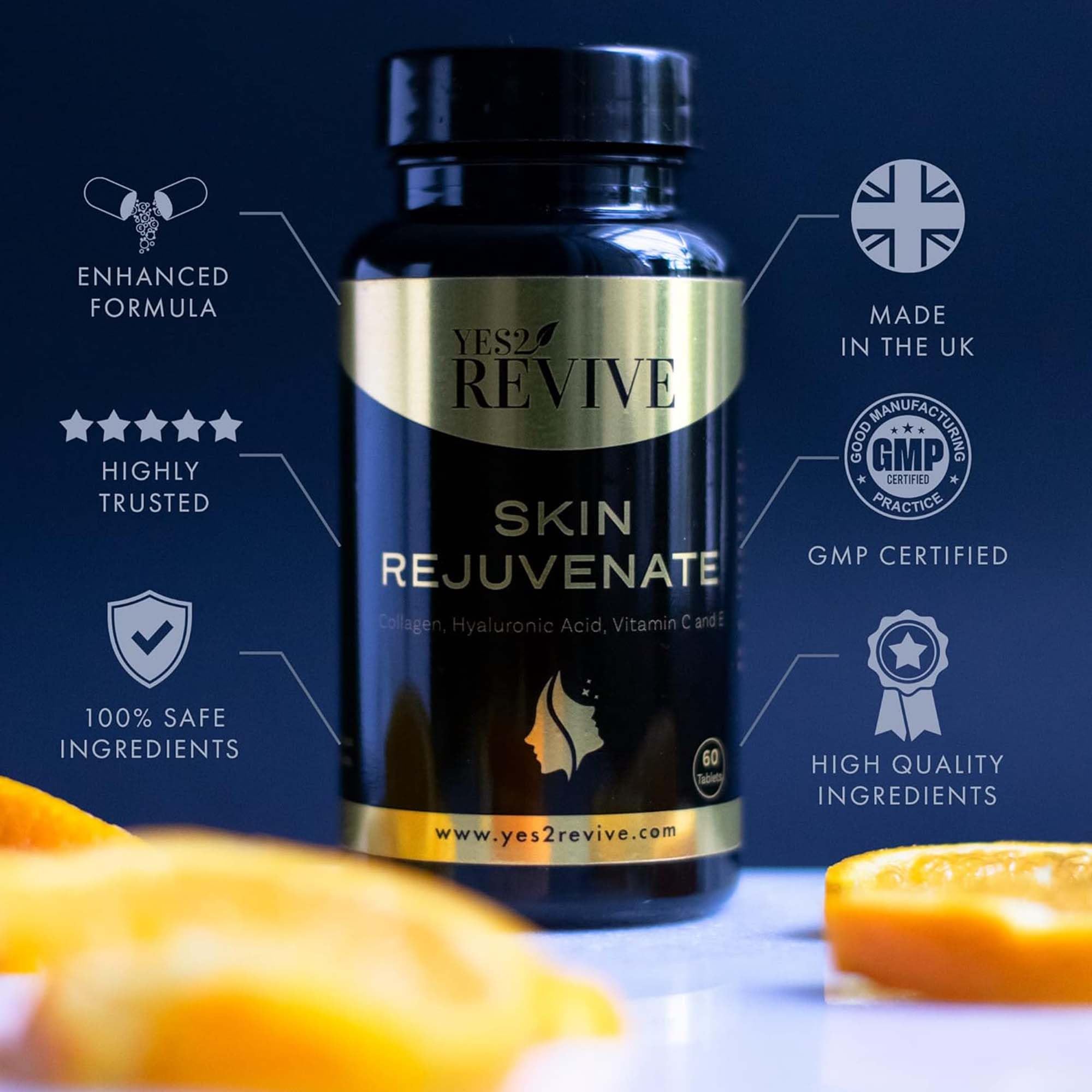 YES2 REVIVE Marine Collagen Capsules - Enhanced with Hyaluronic Acid Vitamin C & E Skin Rejuvenate YES2 REVIVE uk supplements